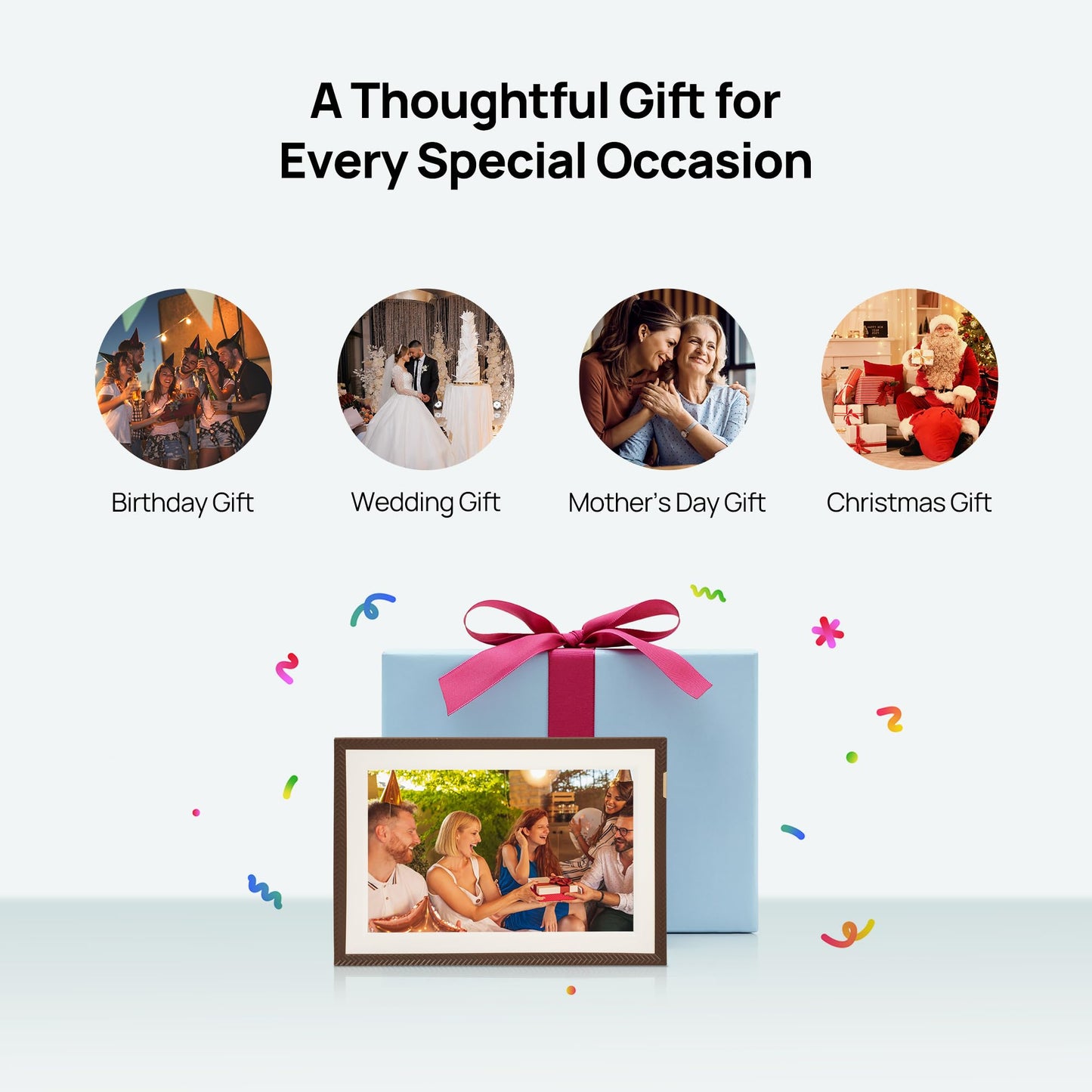 ARZOPA WiFi Digital Picture Frame 10.1" HD IPS Touch Screen Smart Photo Frame Electronic Free Arzopa App Custom Picture Frame for Gifting Easy Share Unlimited Photos Videos from Anywhere - D10 Brown