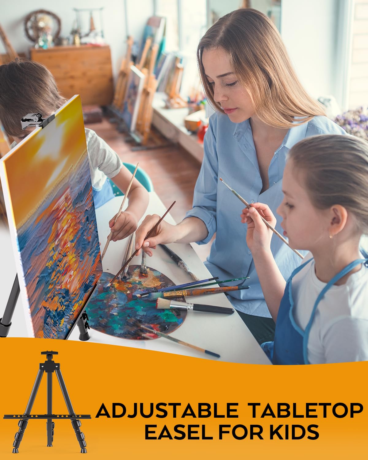 Nicpro 2 Pack Artist Easel Stand, Adjustable Height 17" to 66" Aluminum Metal Tripod Easel for Table Top & Floor, Painting Easel for Display, Posters, Signs Artwork & Trade Exhibitions with Bag- Black