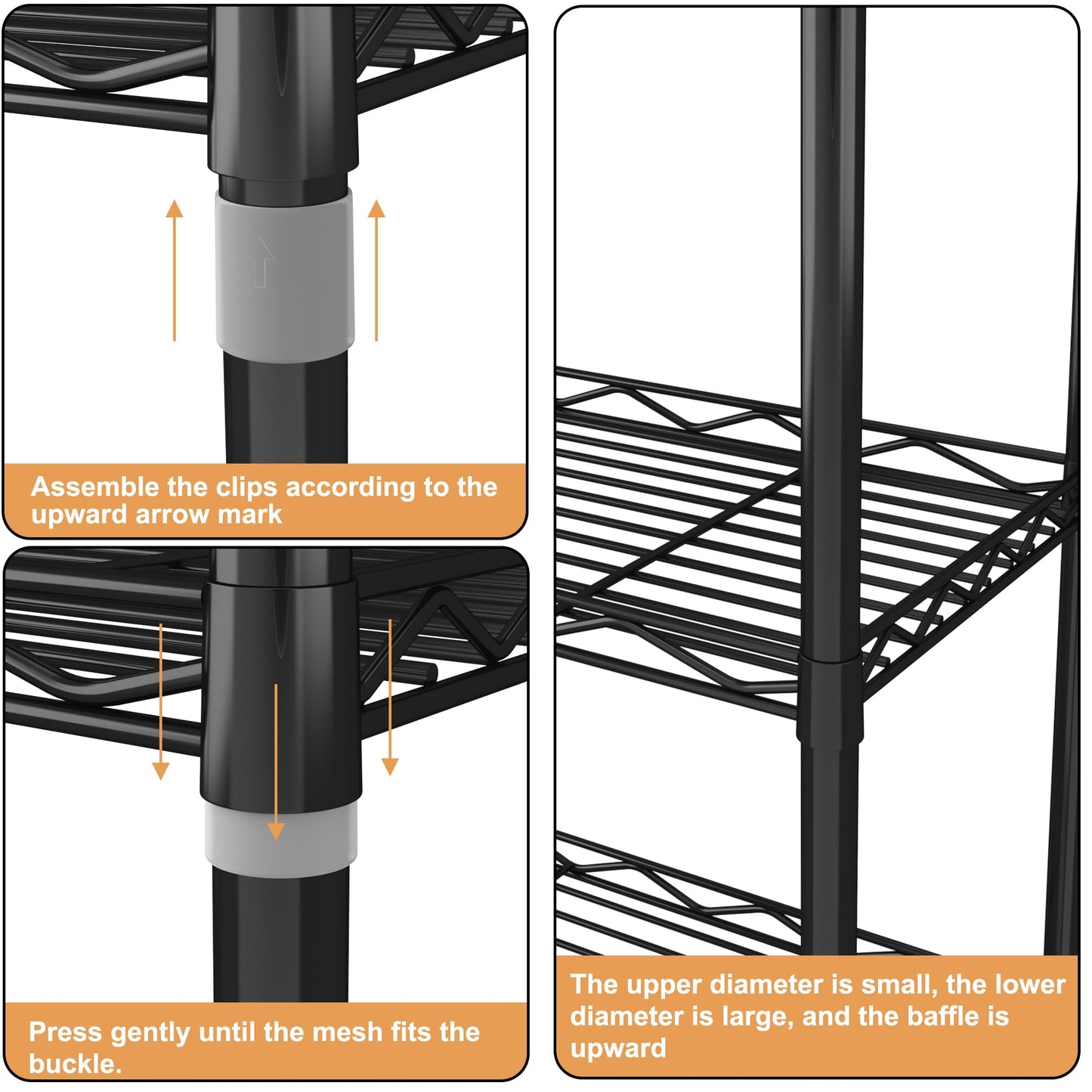 HOMEFORT 6-Tier Wire Shelving, 6 Shelves Unit Metal Storage Rack, Durable Organizer, Perfect for Pantry Closet Kitchen Laundry Organization (Black)