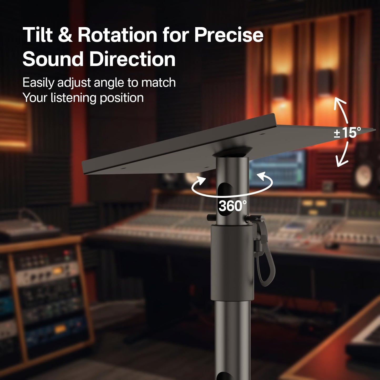 Studio Monitor Stands for PreSonus, JBL Nano K and More Monitor Speaker Stands, Adjustable Height & Tilt & Swivel Desk Bookshelf Speaker Stands for KRK, Klipsch, Polk and More Wr Headphone Holder