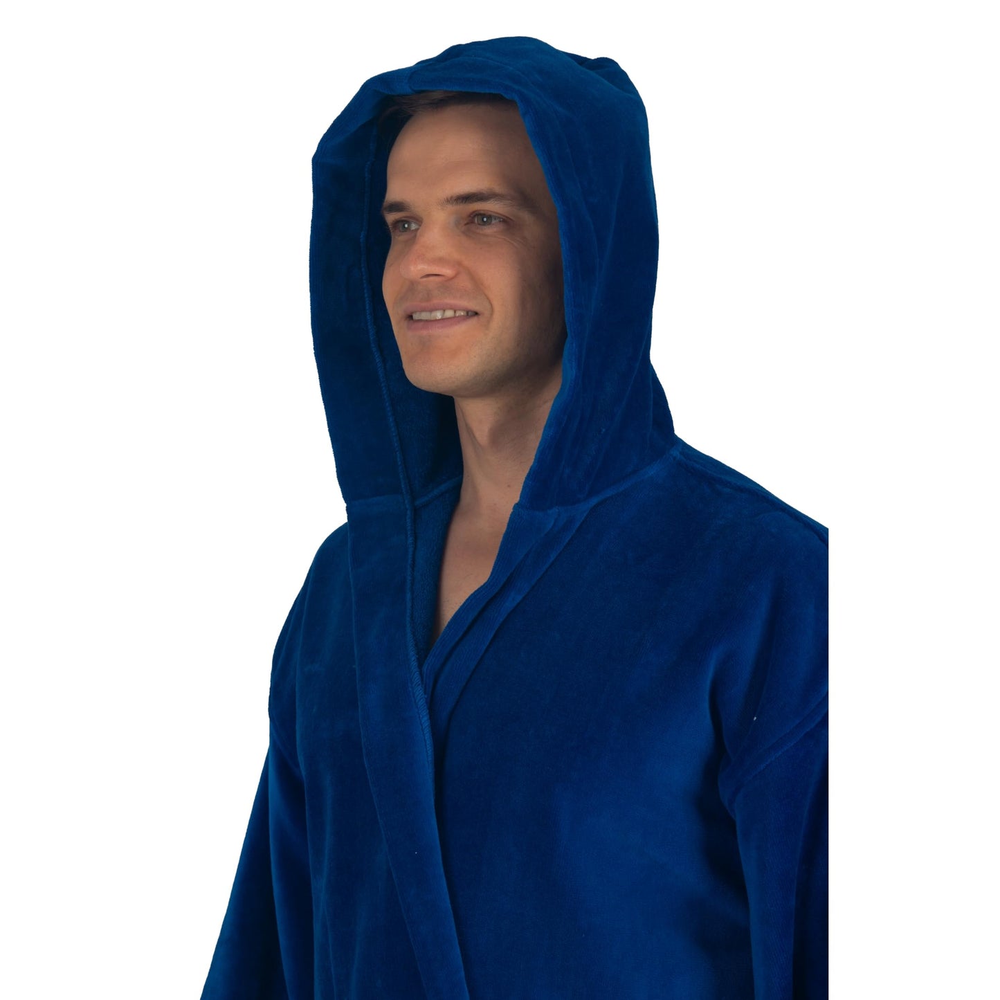 Alpine Swiss Dane Mens Hooded Bathrobe Pure Cotton Terry Cloth Long Robe for Men Super Absorbent Quick Drying Luxury Spa Robe BLU XL/2XL