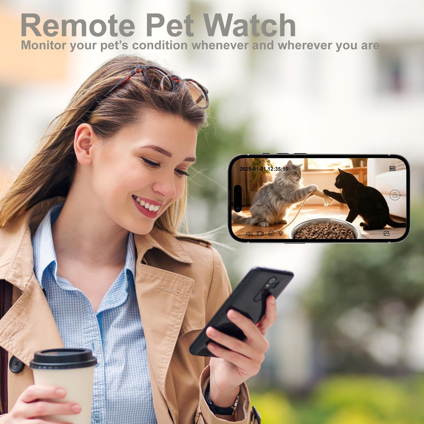 Automatic Cat Feeder with 2K Camera - Automatic Dog Feeder, Dual Band WiFi Smart Pet Dispenser & App Control, 4L Timed Portion Dispenser, Night Vision Two-Way Audio Detachable Stainless Bowl