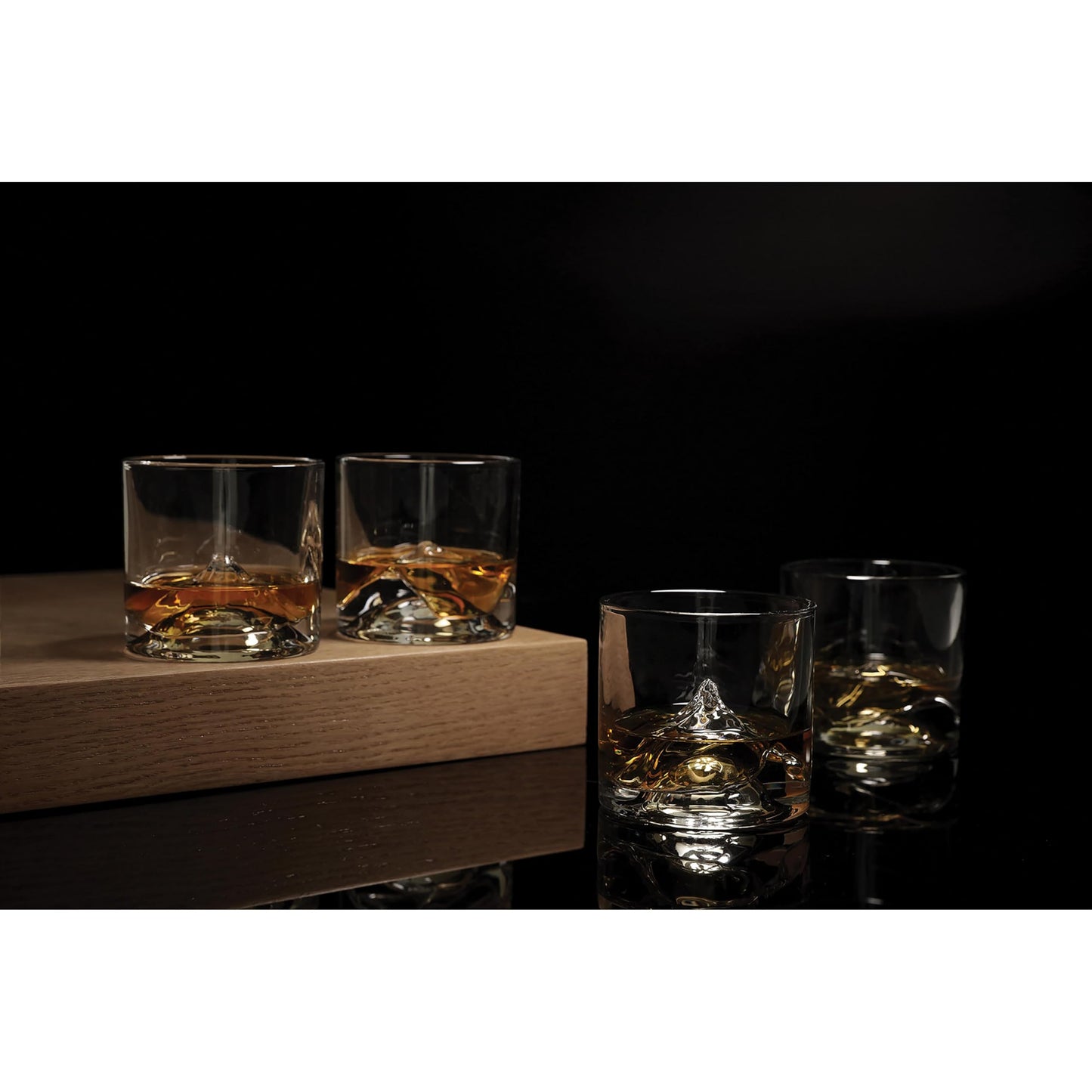 LIITON The Peaks Heavy Crystal Whiskey Glasses Gift Set of 4, Thick Freezable Bourbon Glass 1lb Each, Premium Whiskey Gifts for Men, Frozen Crystal Chills Cocktails, 10 oz