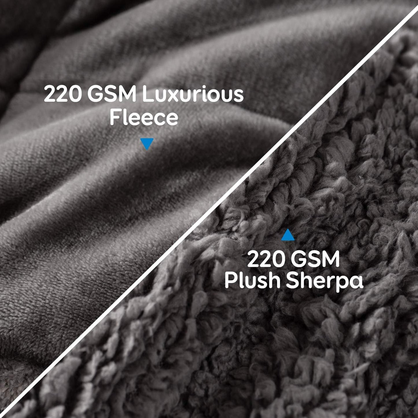 Cottonblue Sherpa Fleece Weighted Blanket 15lbs for Adults Queen Size Bed, Soft Cozy Flannel Heavy Blankets Throw for Calming Sleeping Relaxing, Fuzzy Warm Blanket for Sofa Bed, 60x 80 inches, Grey