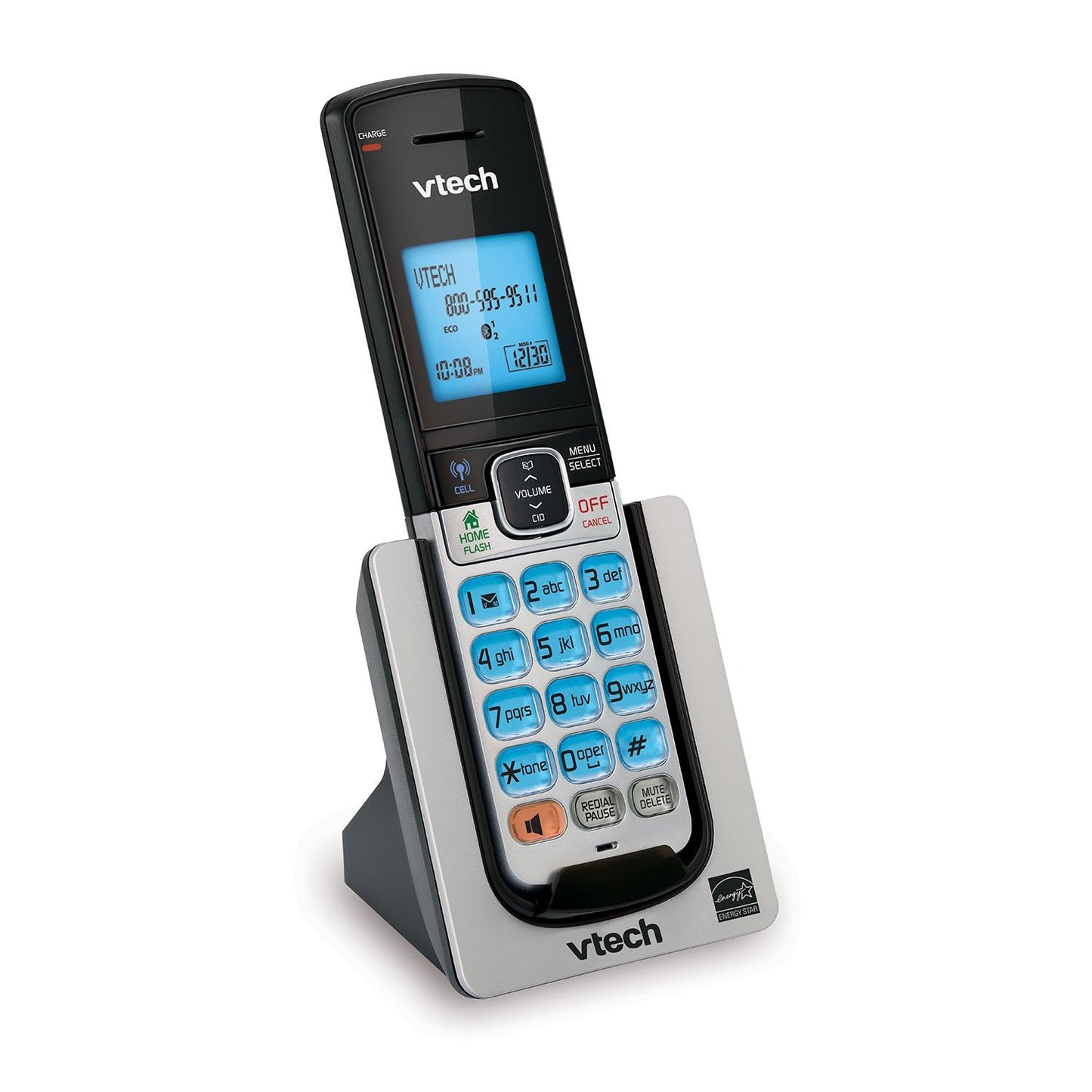 VTech DS6600 DECT6.0 Cordless Accessory Handset (Requires The DS6611-2 or DS6621-2 Base to Pair with, Sold Separately), Black and Silver