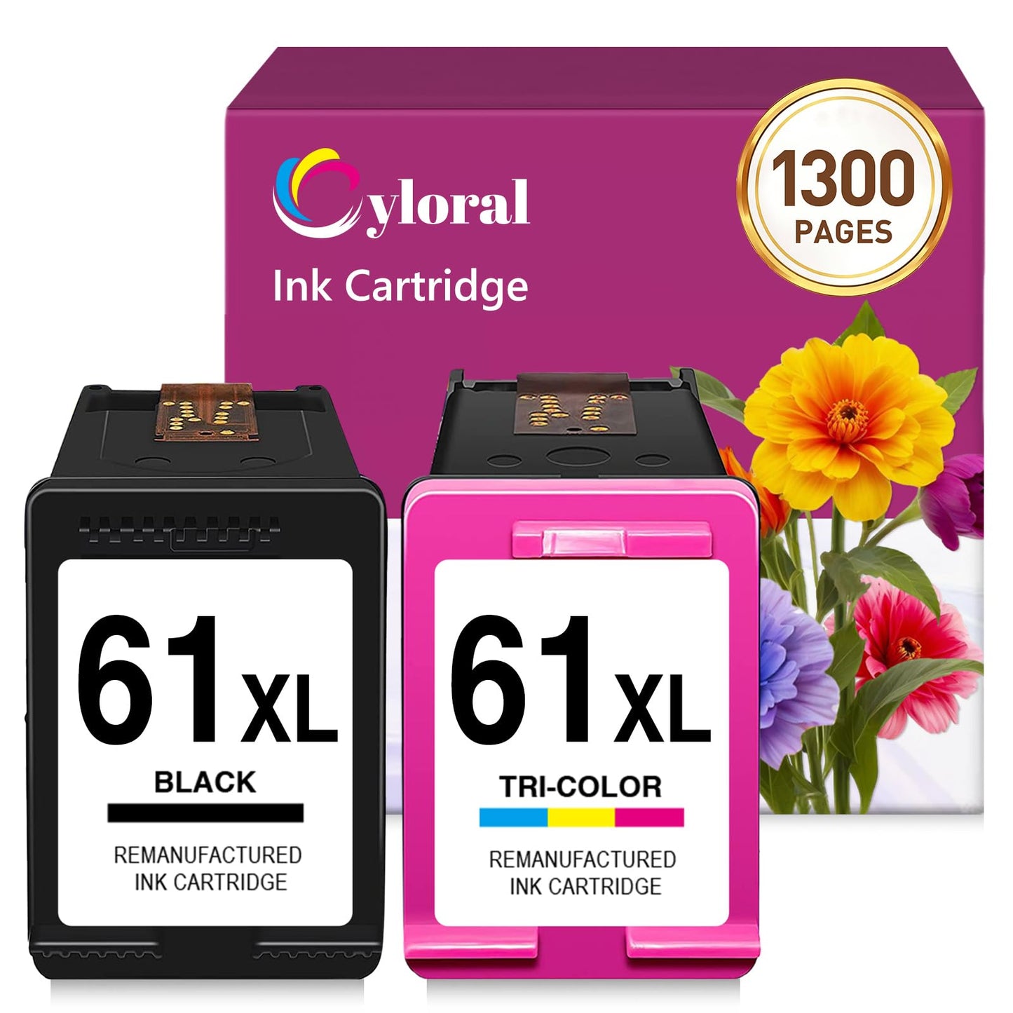 Cyloral 61XL for HP 61 Ink Cartridges for Envy 4500 5530 4501 4502 5535 Officejet 4630 4635 Deskjet 1000 2542 2540 3050 3050A for 61XL Ink Cartridge Black and Colour Combo Pack Replacement