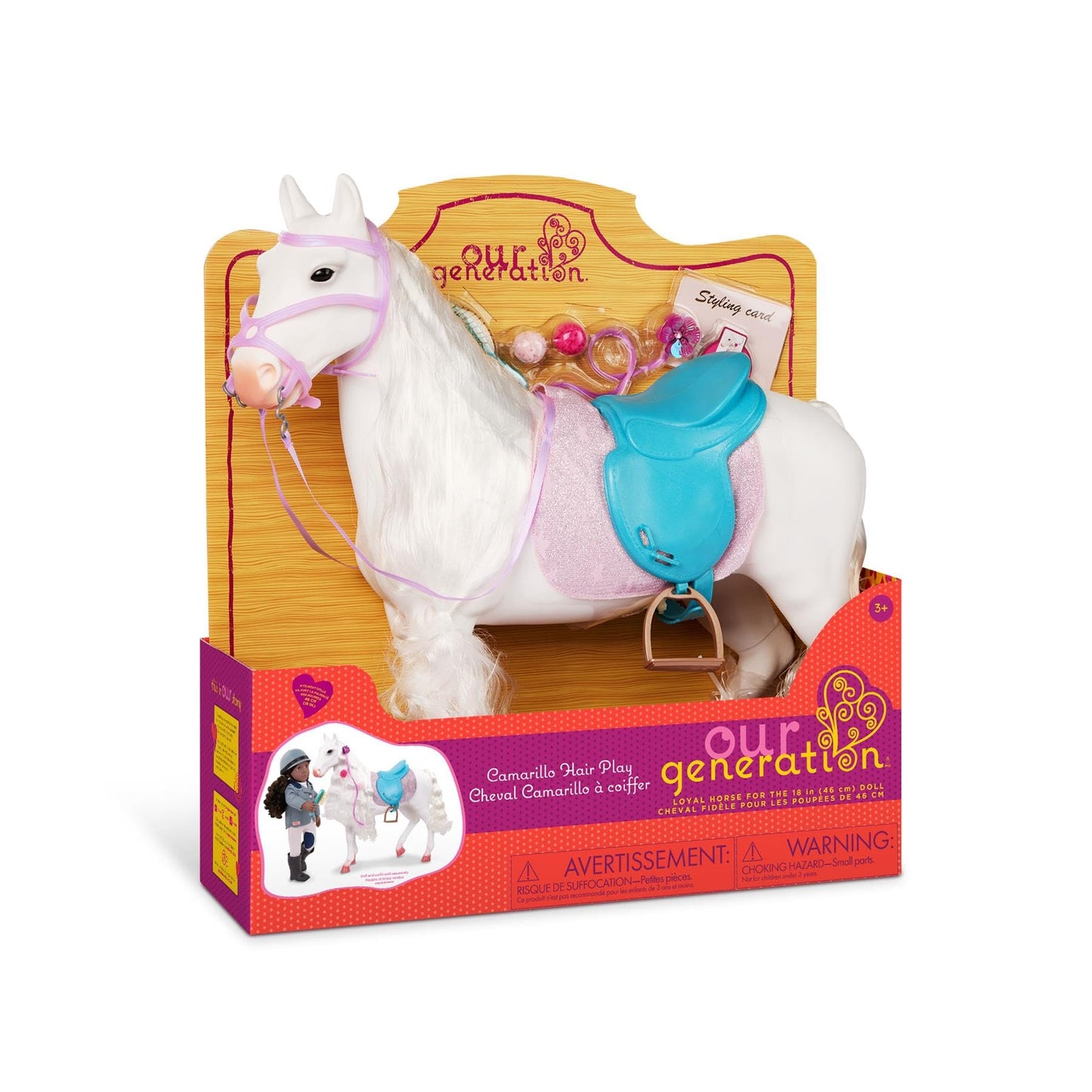 Our Generation – 20-Inch Toy Horse – Hair Styling Pieces – 18-Inch Doll Accessories – Pretend Play 3+ Years– Camarillo Hair Play Horse