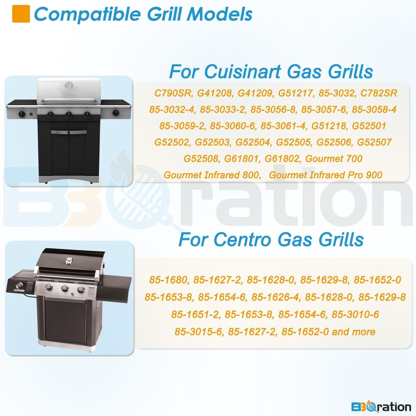 BBQration 16" BBQ Heat Shield for Cuisinart G52502 85-3033-2, Centro 3800, 4800, 5800 and More Grill Models, Porcelain Steel Heat Plates Replacement Parts, 3-Pack