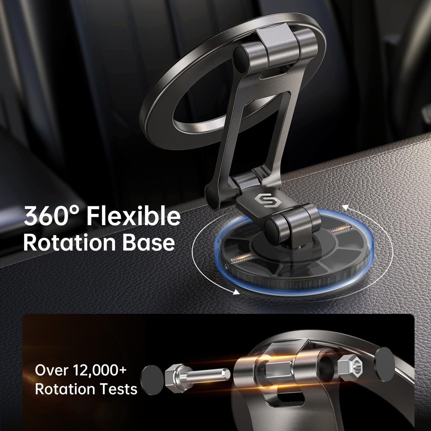 Syncwire Fits MagSafe Car Mount for Car Dash [All-Metal] Magnetic Phone Holder, [Flexible Three-axis] 360° Rotation Car Mount Strong Magnets Car Phone Holder for iPhone 17 16 15 14 13 Pro Max