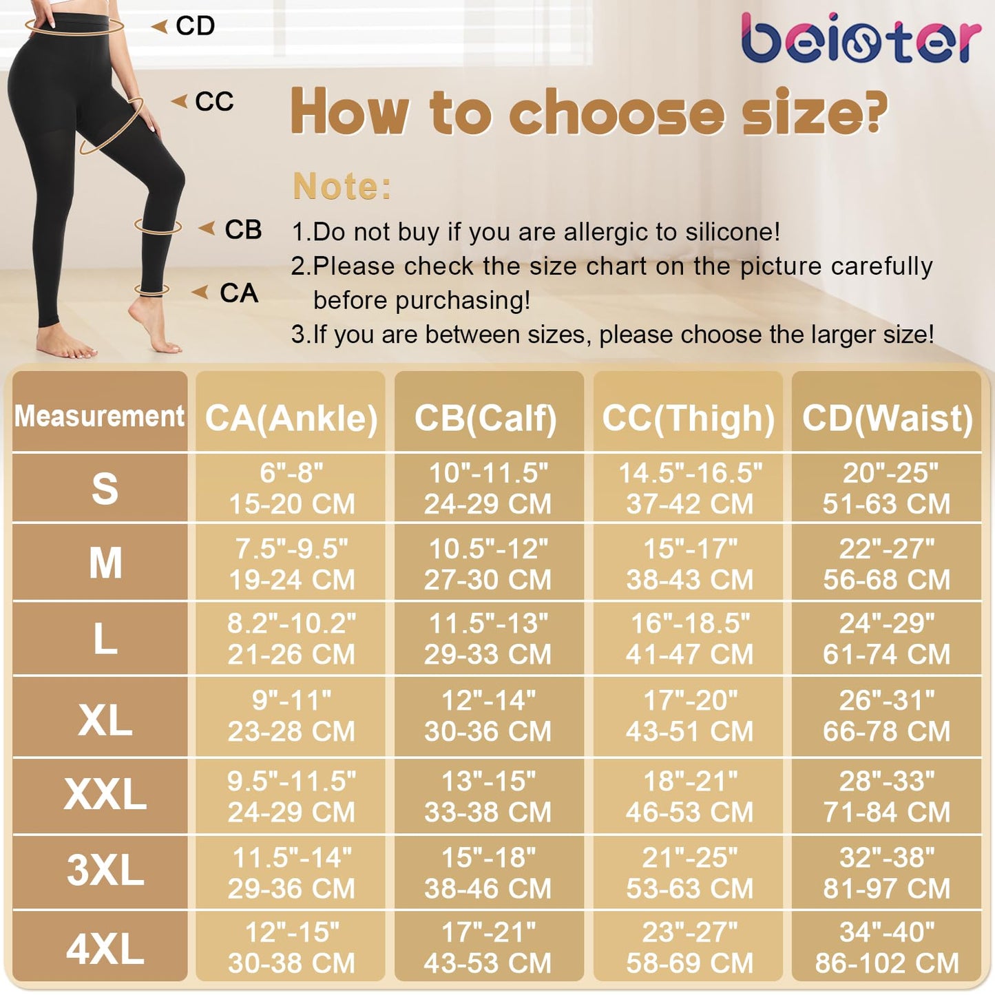 Beister Medical Compression Leggings Women & Men 15-20mmHg Opaque Footless Waist High Compression Stockings & Thighs, Circulation Support Pressure Pantyhose for lipedema, Varicose Veins, Oedema, DVT