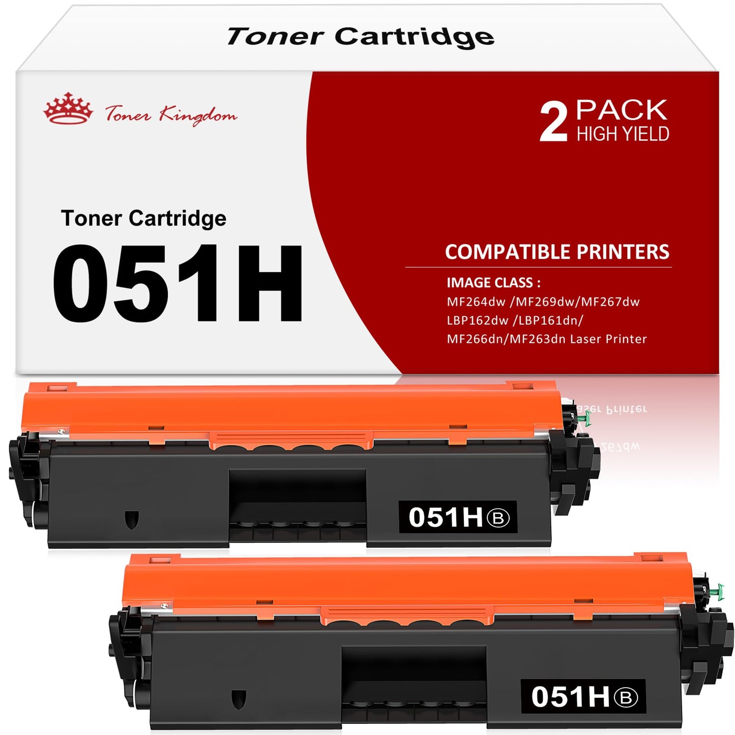 Toner Kingdom Compatible Toner Cartridge Replacement for Canon 051H 051 High Capacity for Canon ImageCLASS MF267dw LBP162dw MF264dw MF267dw Printer (Black, 2-Pack)