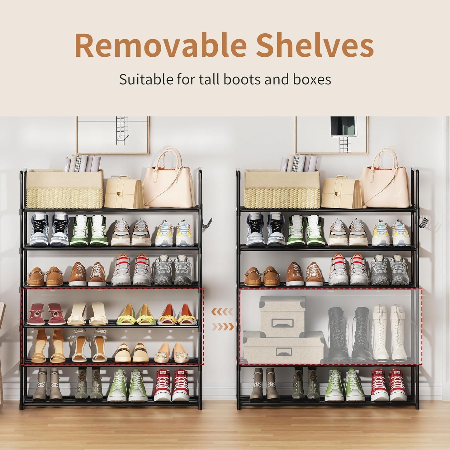 Shoe Rack, 6 Tier Shoe Rack for Closet, Shoe Organizer Storage for Entryway, Front Door Entrance, Large Shoe Stand Holder