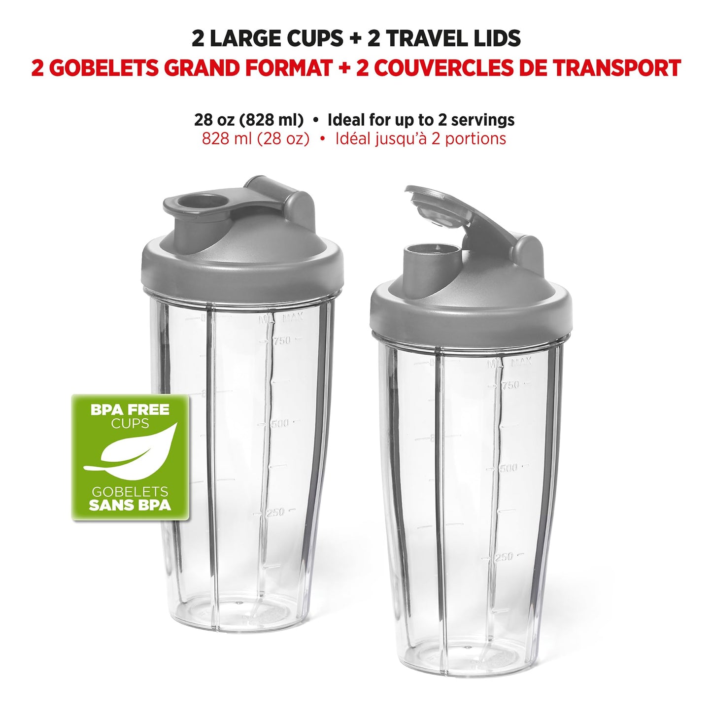 Starfrit Personal Blender - Two 828ml Cups - Two Blades - High, Low & Pulse Modes - 300W - Sage