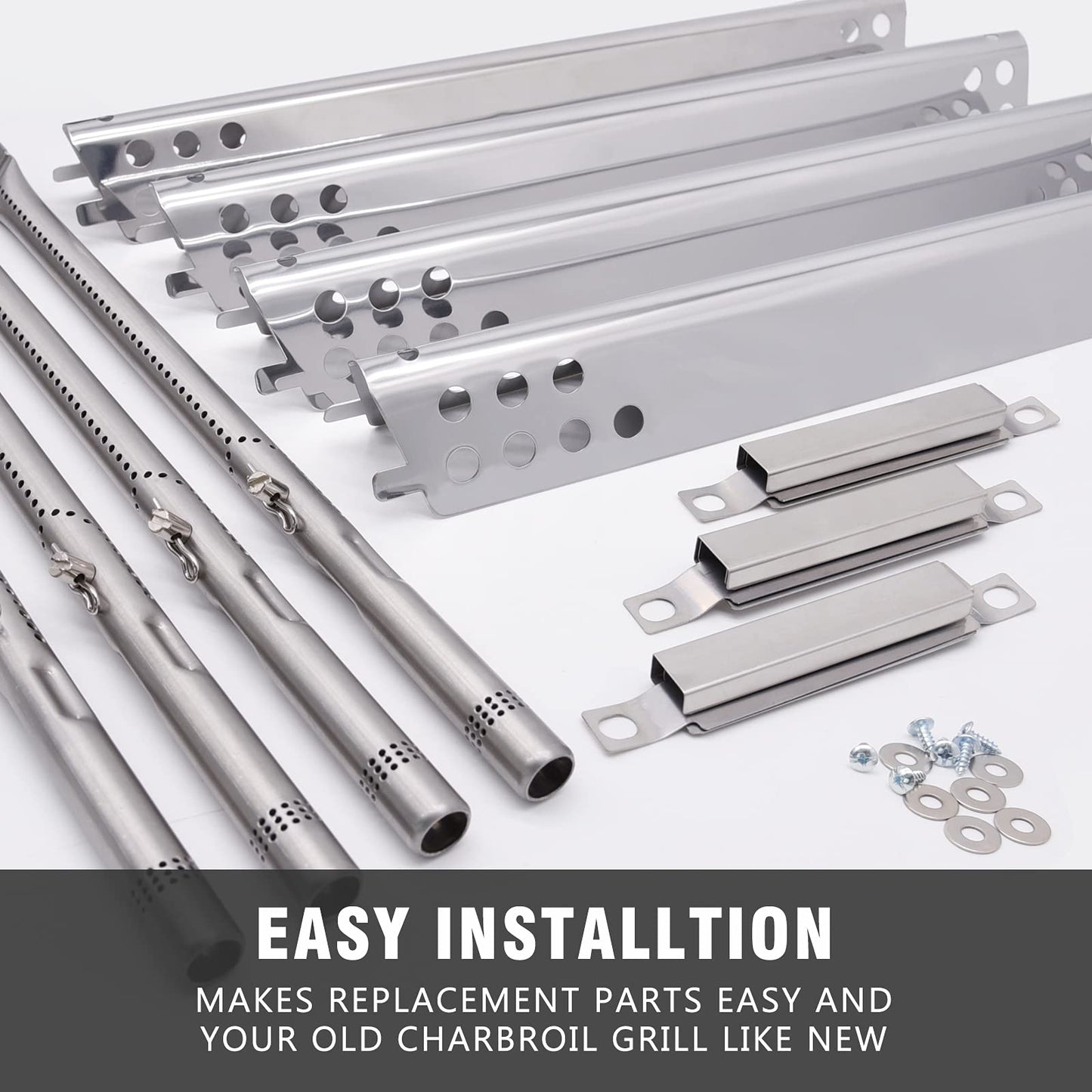 BBQ Parts for CharBroil Advantage 466343015 466433016 466240115 463344015 463240015 466642015 Grill Models, Barbecue Grill Heat Shield Plate, Barbecue Burner & Igniter, Crossover Tube