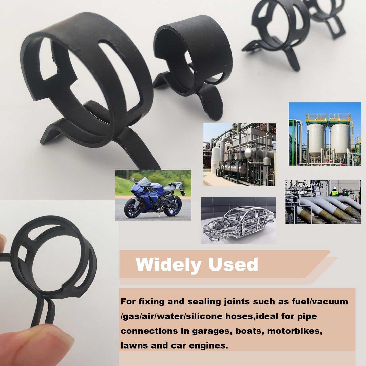 171Pcs 6-25mm Spring Band Hose Clamps With Swivel Flat Plier 15 Sizes Assortment Kit, Fuel Line Silicone Vacuum Hose Steel Clip Clamp,Low Pressure Air Pipe Fasteners In Automotive, Marine, Gardening