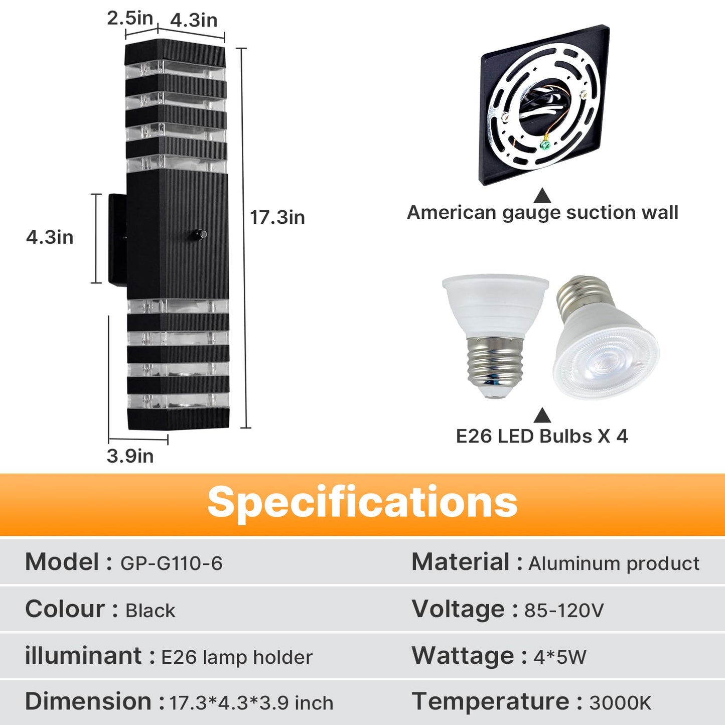 futxnziey 2 Pack Dusk to Dawn Outdoor Wall Lights, Modern Black Exterior Wall Sconce, Waterproof Aluminum Up and Down Outdoor Porch Lights, Square Outside Wall Lights for Porch Patio Garage