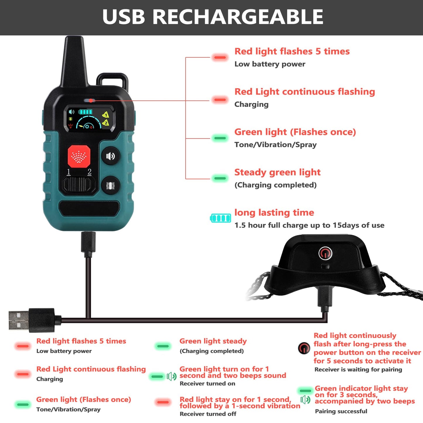 Citronella Bark Collar for Dogs,No Shock Safe Humane Stop Barking Device, Dog Training Anti Bark Collar with Remote, 3 Modes Spray/Vibration/Sound 1000FT Control Range for S/M/L Dogs