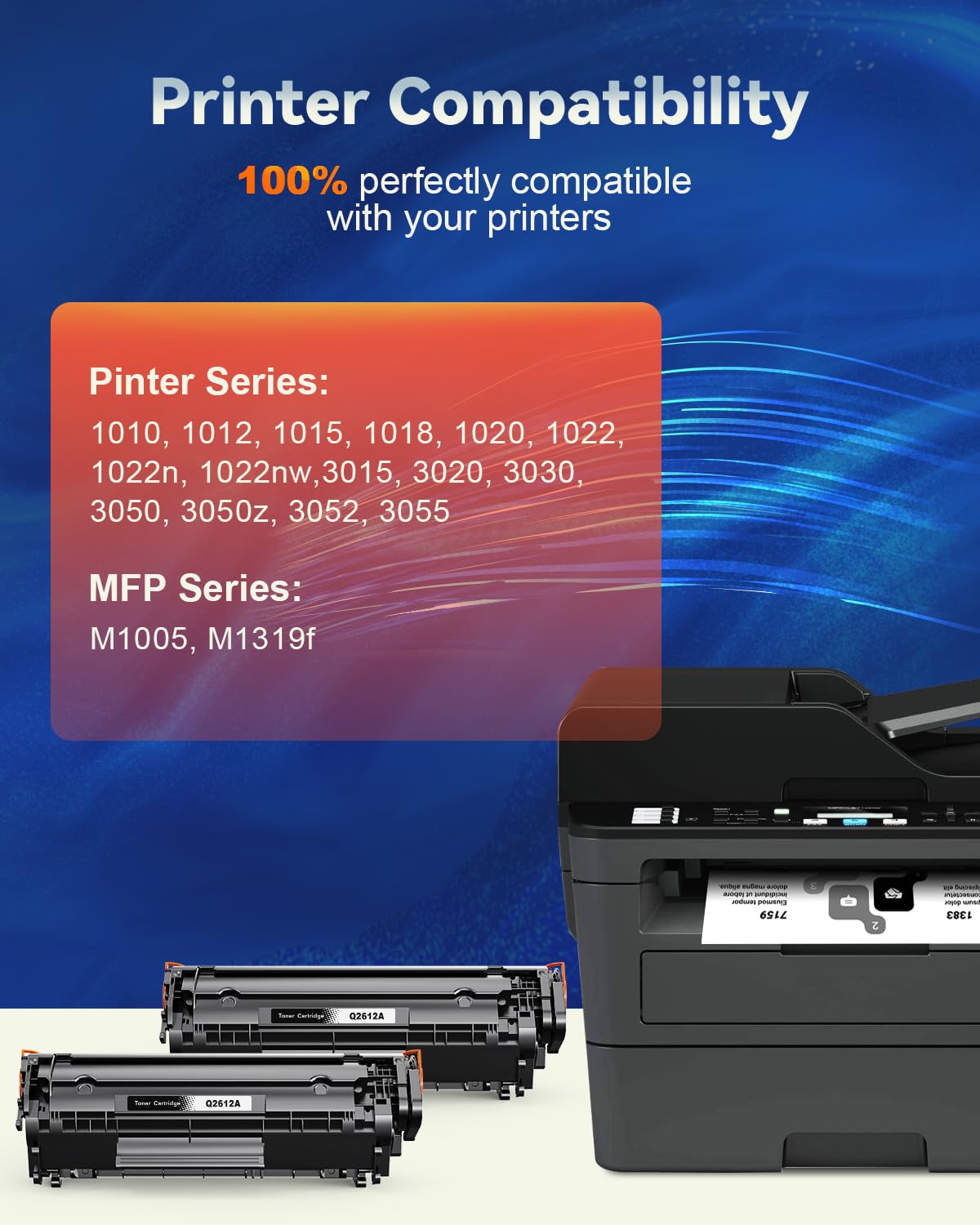 [2 Pack] 12A Toner Cartridge, 1020 toner Compatible Replacement for HP Q2612A 12A 2612A Work with HP Laserjet 1020 1022 1012 1010 3050 1015 1018 1022NW 3015 3020 M1319F Printer toner (Black 12A Toner)