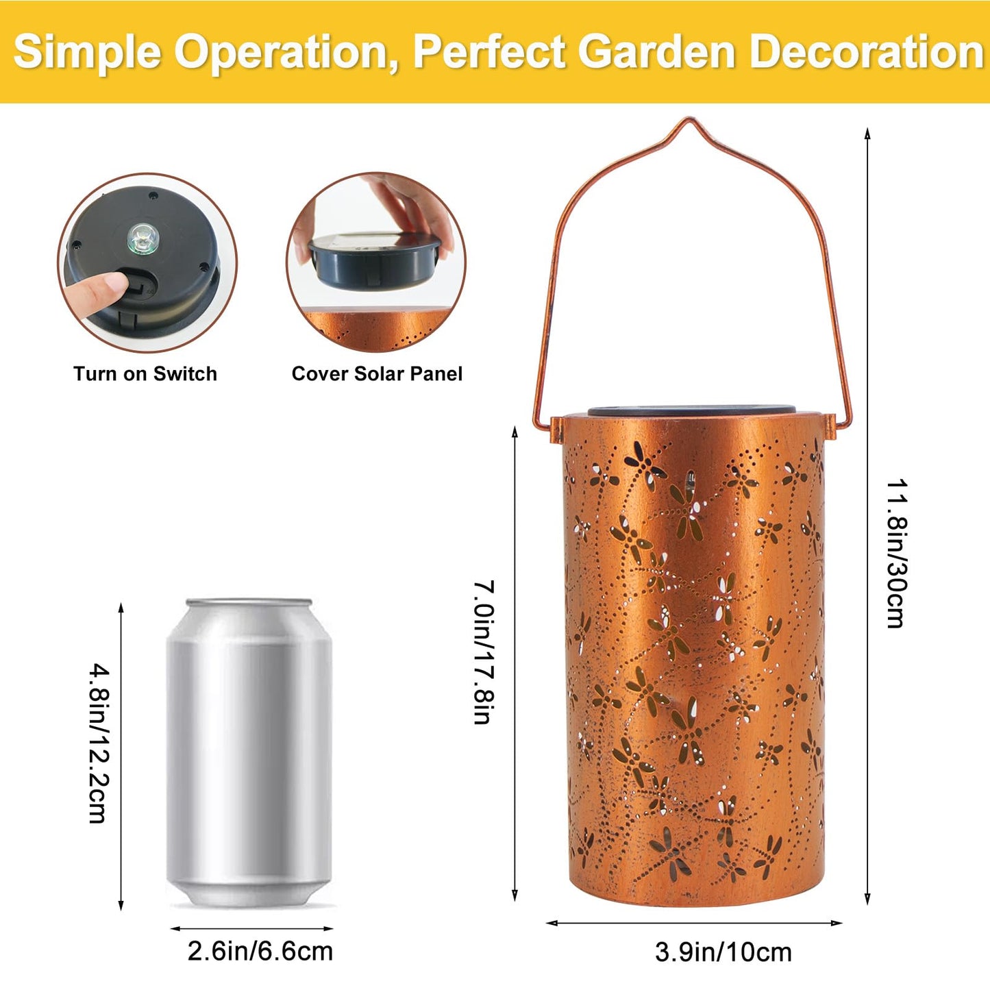 Dragonfly Solar Lanterns Outdoor Hanging, Hollowed-Out Metal Waterproof LED Garden Decor Light for Patio Yard Pathway Lawn Front Porch Tree, Christmas Thanksgiving Birthday Gifts for Women Mom Grandma