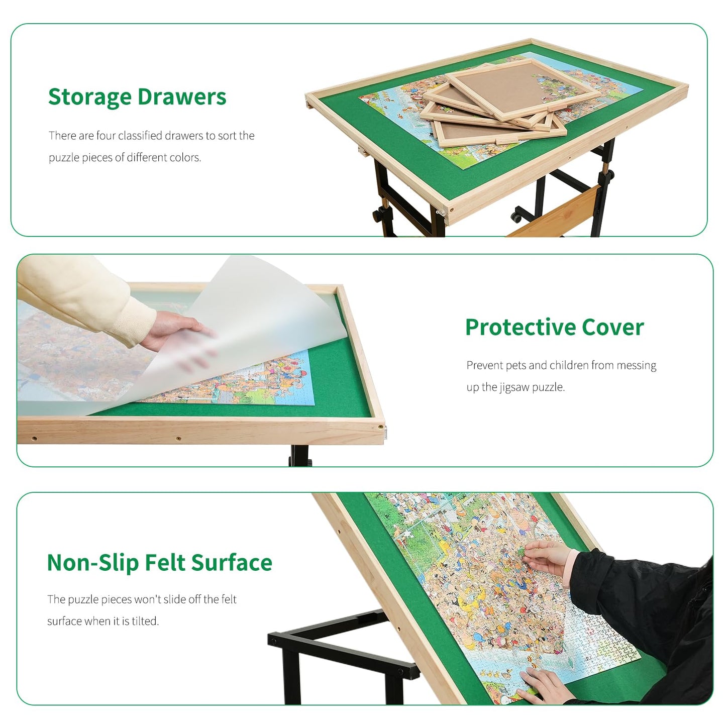 ALL4JIG 1500 Pieces Jigsaw Puzzle Board, Portable Puzzle Board, Jigsaw Puzzle Table Board, Puzzle Keeper Puzzle Caddy with Sorting Trays & Detachable Board,Non-Slip Surface