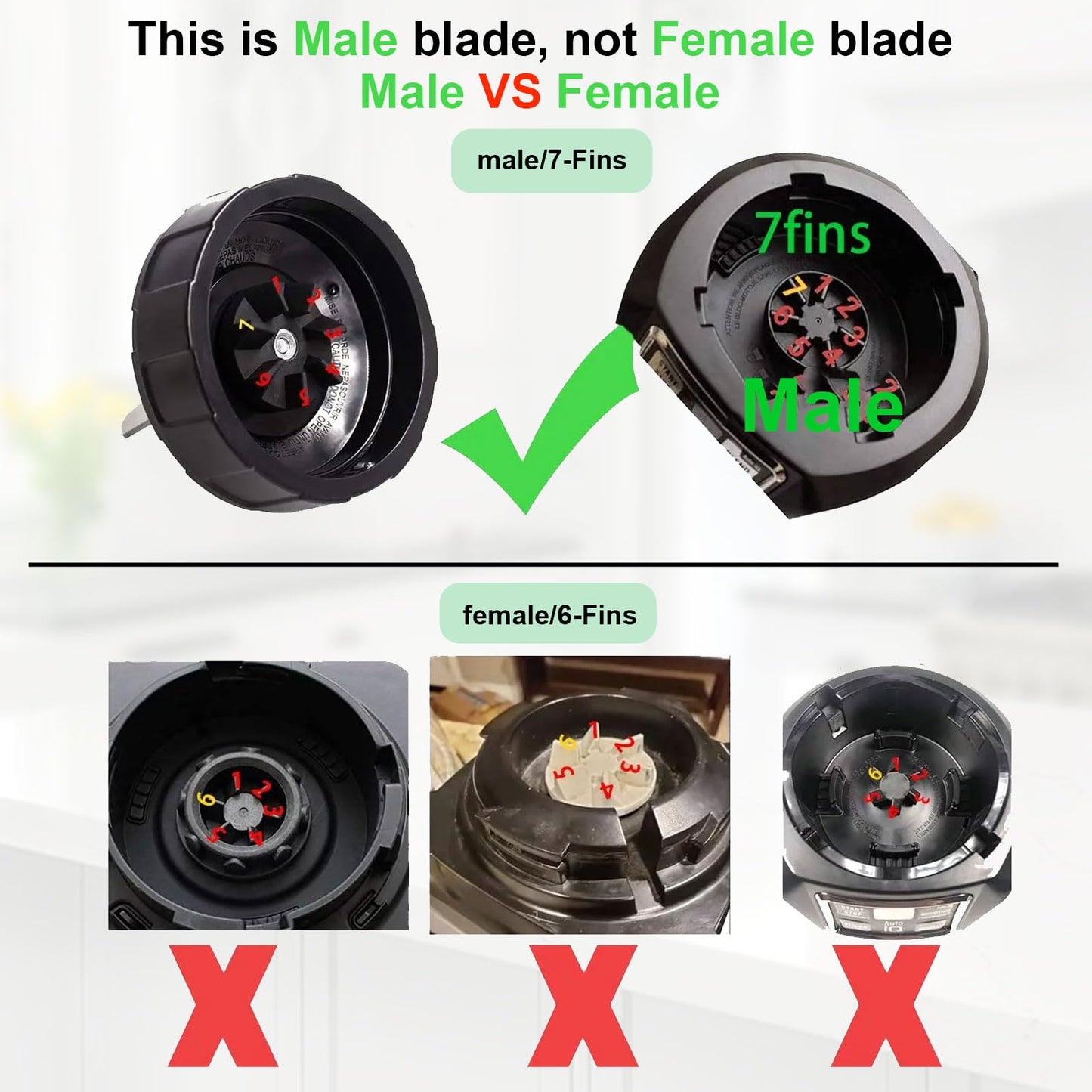 6 Pack Ninja Blender Cups Replacement and Blade, 24oz Ninja Cups for Blender and 7Fins Blade Replacement with Cleaning Brush, Compatible Nutri Ninja Auto iQ BN801 BL480 BL640 BL642 NN100 BL2012