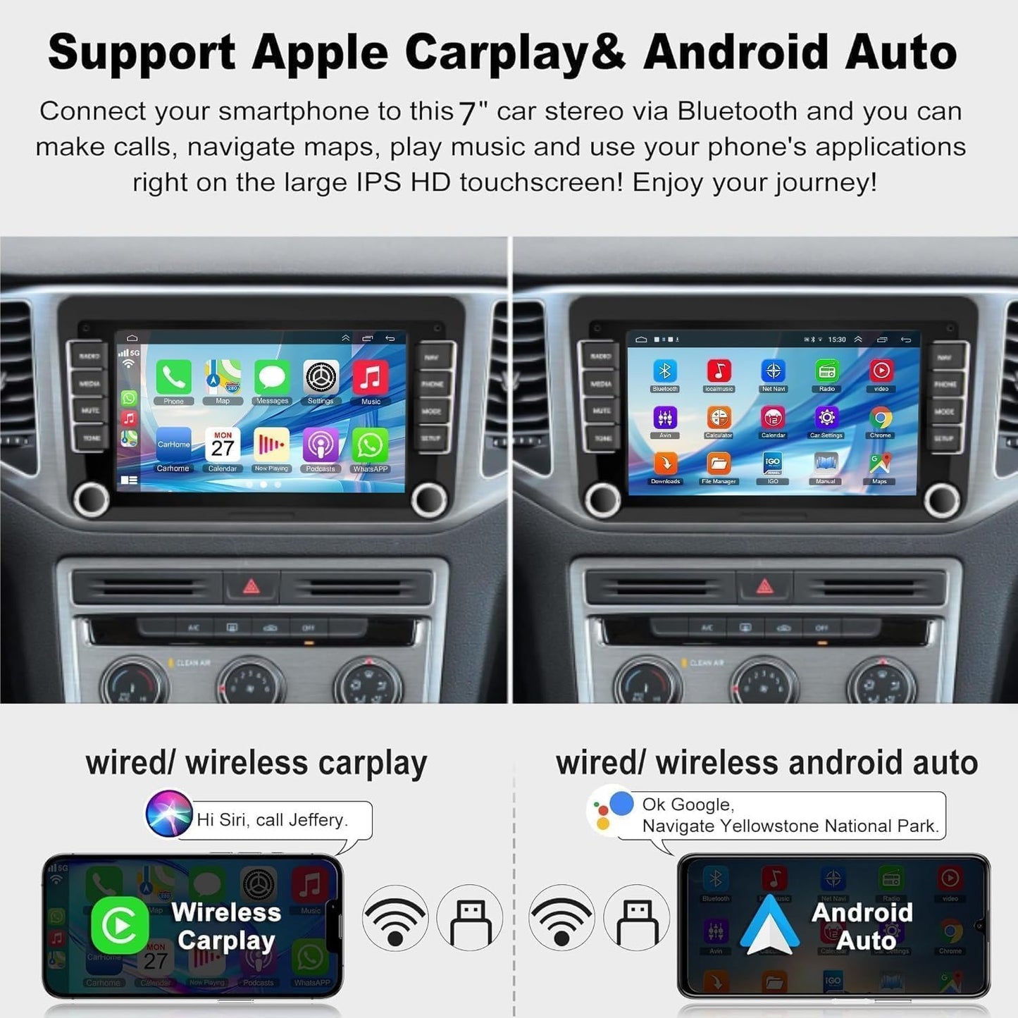 (4G RAM 64G ROM) Car Radio for VW Passat MK5 MK6 Jetta Golf tiguan, Android 13 7 Inch 5G WiFi Volkswagen Stereo Support Carplay/Android Auto,GPS Navigation with Bluetooth,Backup Camera,SWC/FM Radio