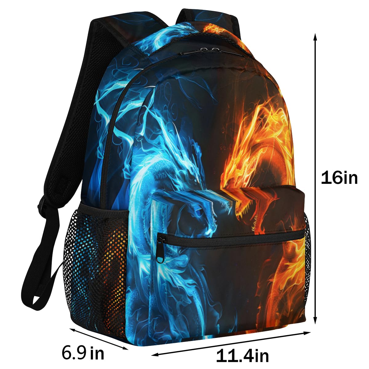Pardick Backpacks Boys Girls, Lightweight School Backpack Laptop College Bookbag, A:abstract Dragon, 16 Inch, Modern