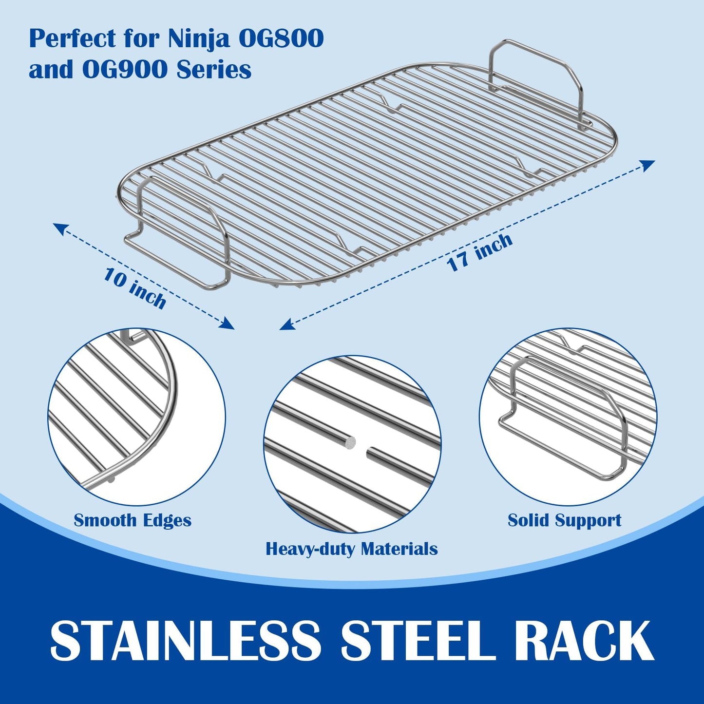Griddle Plate & Smoke Rack for Ninja Pro Connect XL OG800/OG900 Grill Accessories, XSKGRIDLXL Flat Top Griddle Plate & XSKRSTRKXL Roast Rack for Ninja Series, Smoke Kit for Ninja OG850/OG951