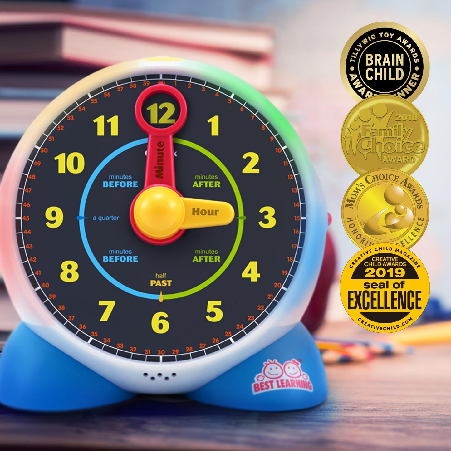 BEST LEARNING Learning Clock - Educational Talking Learn to Tell Time Light-Up Toy with Quiz and Sleep Mode Lullaby Music for Toddlers & Kids Ages 3 to 6 Years Old