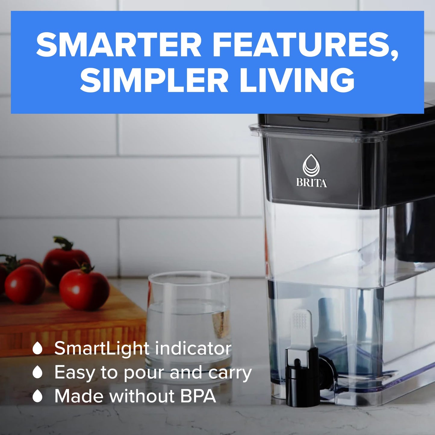 Brita UltraMax Large Water Dispenser With Standard Filter, BPA-Free, Replaces 1,800 Plastic Water Bottles a Year, Lasts Two Months or 40 Gallons, Includes 1 Filter, Kitchen Accessories, Large - 27-Cup
