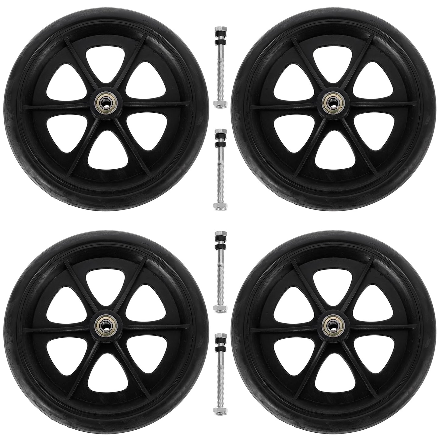 Wheelchair Front Castor Wheels Replacement: Parts Universal Fit 8 Inch 4pcs Black