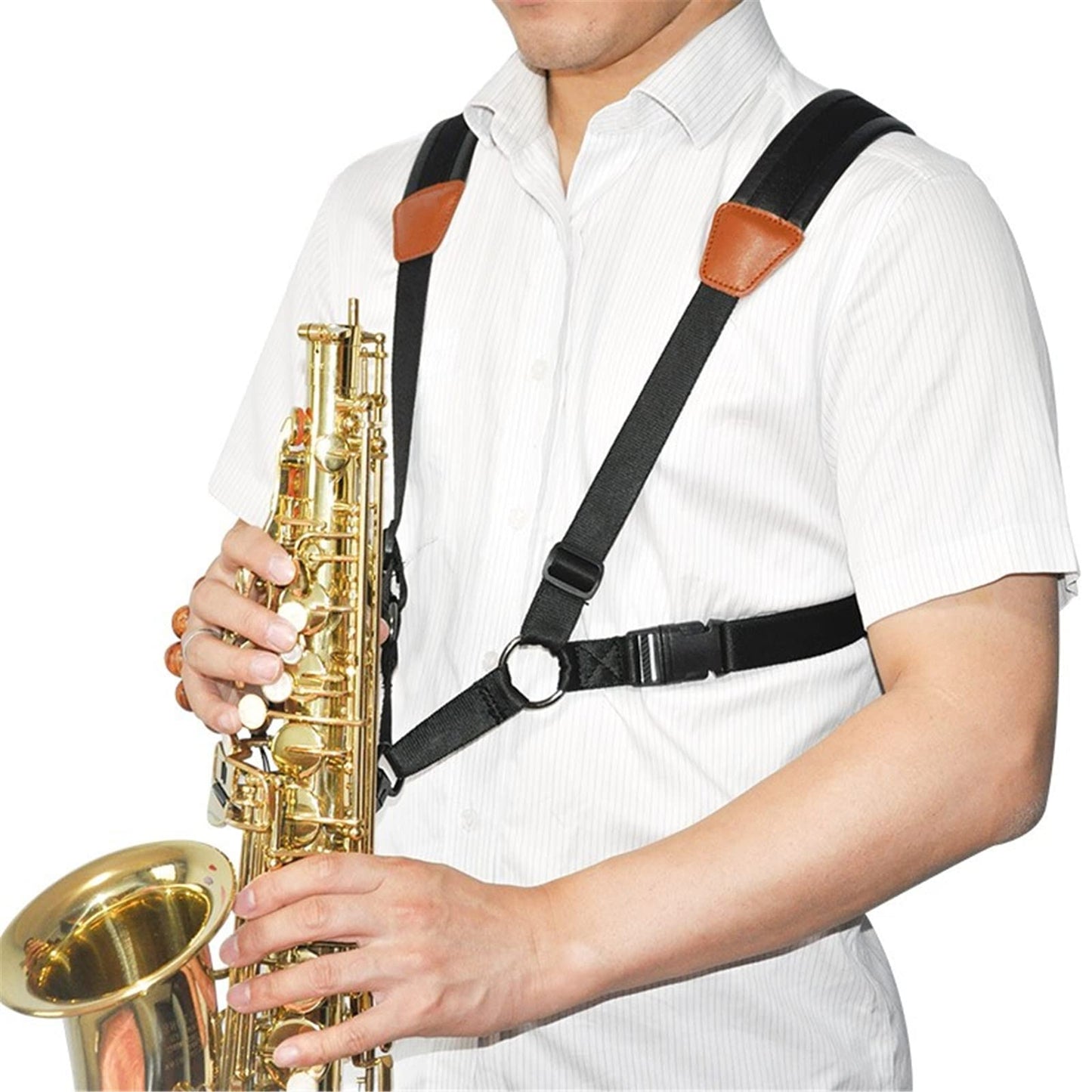 Miwayer Saxophone Neck Strap Sax Harness Shoulder Padded Neck Sling Adjustable For Baritone Alto Tenor Soprano Baritone Sax, Black, Small