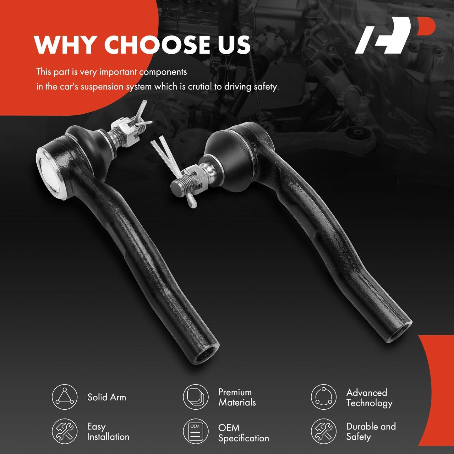 A-Premium 2 x Front Outer Tie Rod Ends, Compatible with Honda CR-V CRV 2012 2013 2014 2015 2016