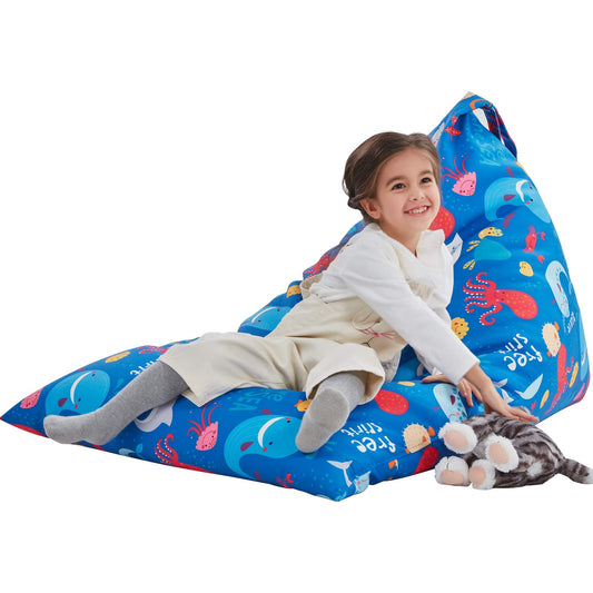 Nobildonna Stuffed Animal Storage Bean Bag Chair Cover for Kids Teens (No Filler) 250L Washable Large Beanbag Cover for Kids' Room Organizing Plush Toys or Home Living Room Textile,Sea Animals