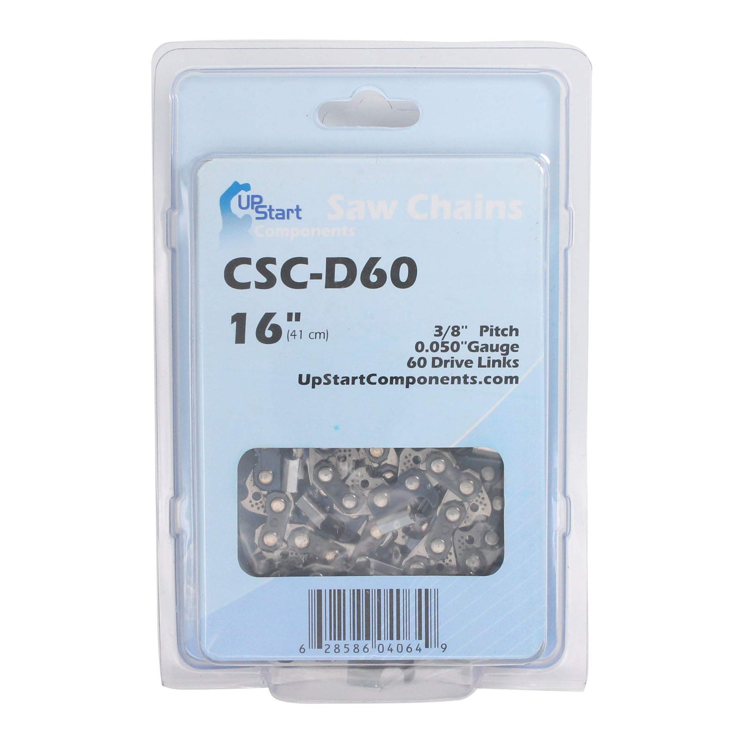 UpStart Components 3 Pack 16-Inch Chainsaw Chain Replacement, 3/8" Pitch, 0.050" Gauge, 60 Links, Low Profile, CSC-D60-3PK