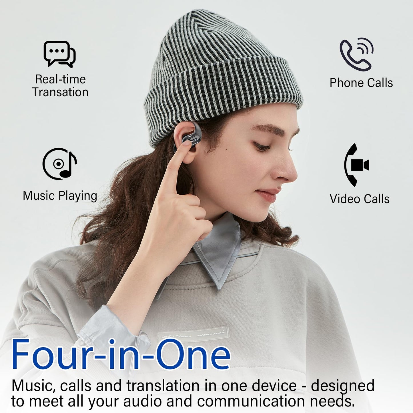Ai Translation Earbuds Real Time with Audio and Video Calls, 3-in-1 Buletooth 5.4 Translator Earbuds with 6 Translation Modes/164 Languages/No Subscription Required (Onyx Black)