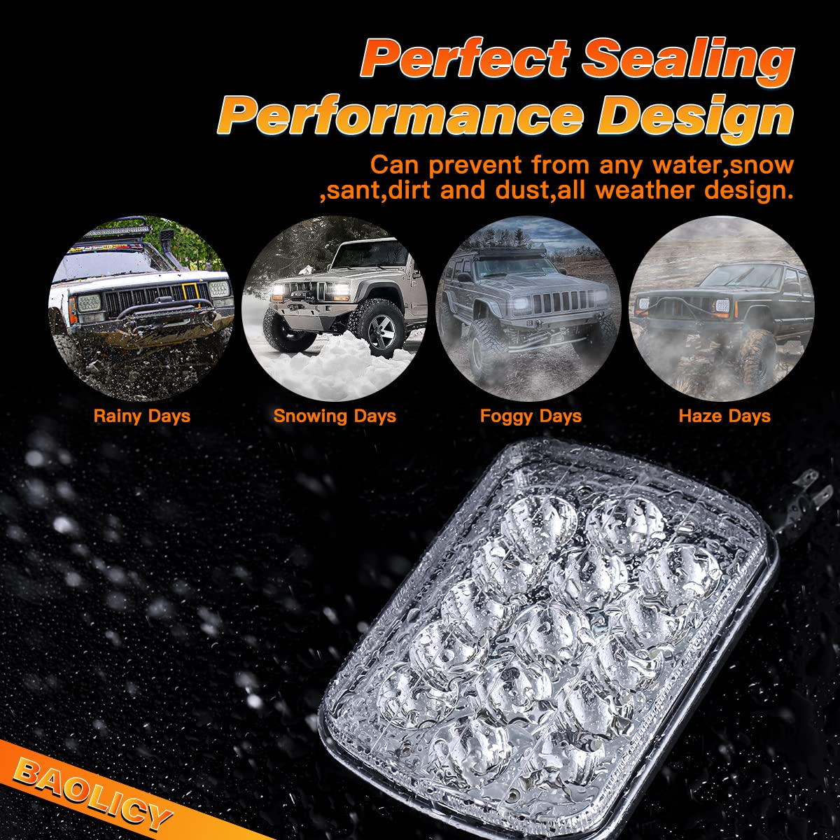 BAOLICY 5x7 H6054 LED Headlights DOT Approved Rectangular 2PCS 45W Hi/Low Sealed Beam 7x6 H6052 6054 H5054 H6054LL 69822 Head Lights for XJ YJ Chevy S10 Blazer Ford Probe Truck Van