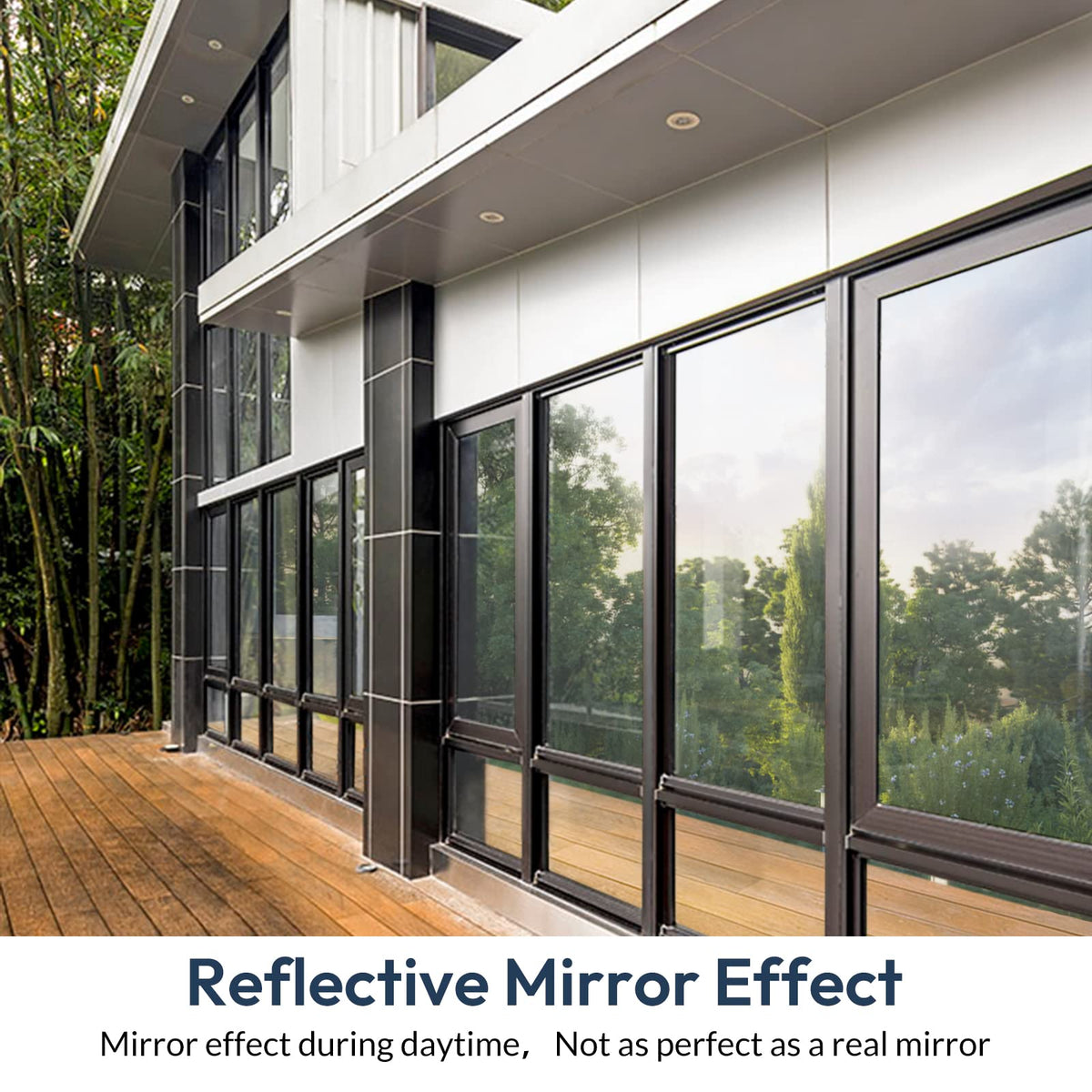 rabbitgoo One Way Window Film Daytime Privacy Window Tint Film for Home and Office, Static Cling Heat Control Anti UV Sun Blocking Reflective Mirror Vinyl, 60x400cm, 23.6"x157.4", Silver