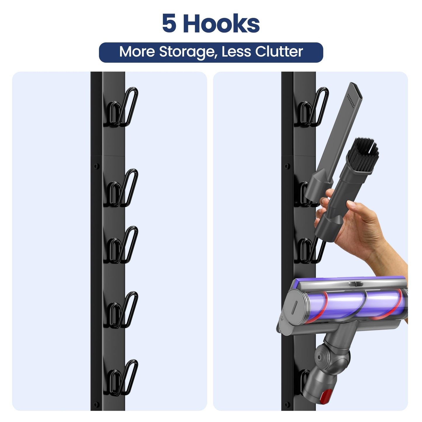 Vacuum Cleaner Stand Compatible with Dyson V15, V12, V11, V10, V8, V7, V6 & G5 – Freestanding Holder with Accessory Storage, No Drilling Required, Easy Installation