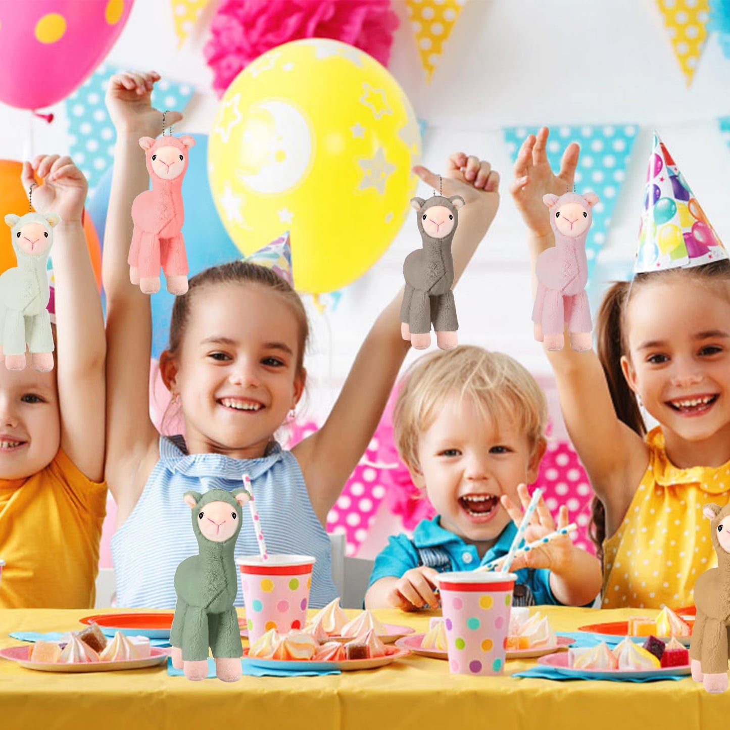 12 Pcs Mini Llama Stuffed Animals 7.5 Inch Alpaca Plush Dolls Cute Keychain Plush Llama Party Favors for Boys and Girls Birthday Party Supplies Baby Shower Bag Fillers Gift