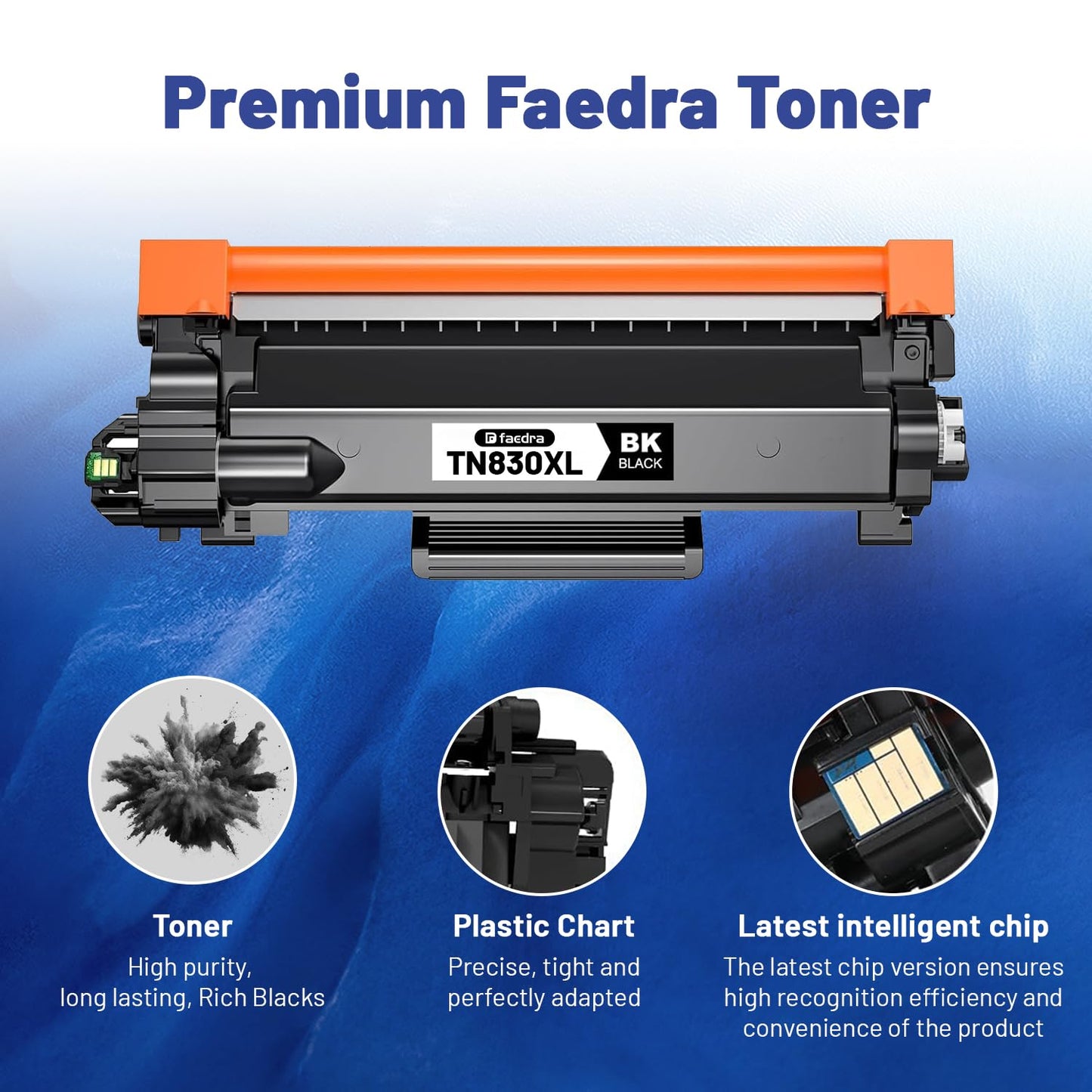 (with Chip) TN830XL Toner Cartridge Compatible Replacement for Brother TN830XL TN830 XL Toner Cartridges for Brother DCP-L2640DW HL-L2460DW MFC-L2820DW HL-L2400D HL-L2405W HL-L2865DW Toner (2 Black)