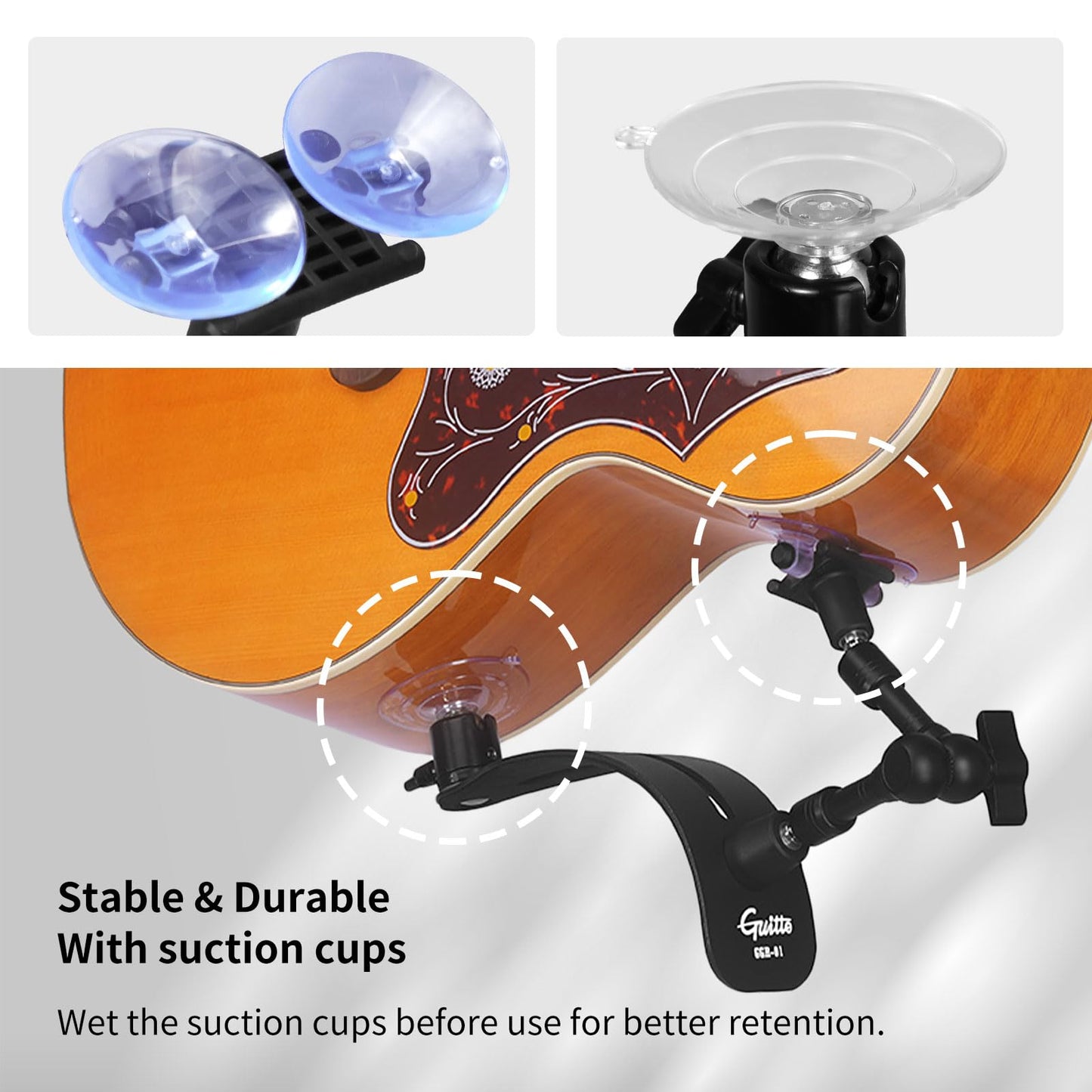 GUITTO Guitar Balance Support - Classical Guitar Support Foot Stool, Ergonomic Design, Quick Adjustment (Lock) Angle, Suitable for Classical and Acoustic Guitars with a Lacquer Finish GGR-01