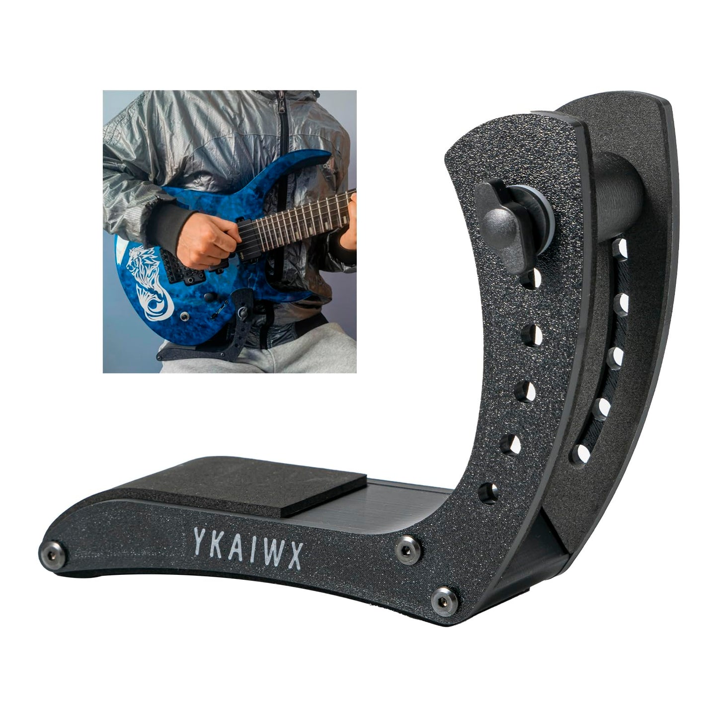 YKAIWX Electric Guitar Footrest, Adjustable Professional Ergonomic Guitar Stand, Black