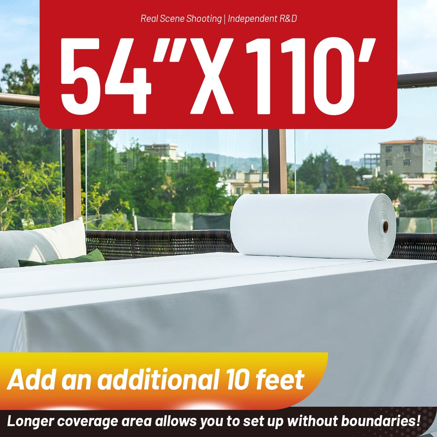 Plastic Table Cloth, 110 Ft X 54 in Disposable Tablecloth White Tablecloth Premium PEVA Plastic Table Cloth Disposable with Any Cut Sliding Cutters for Picnics, Parties, Birthdays, Weddings