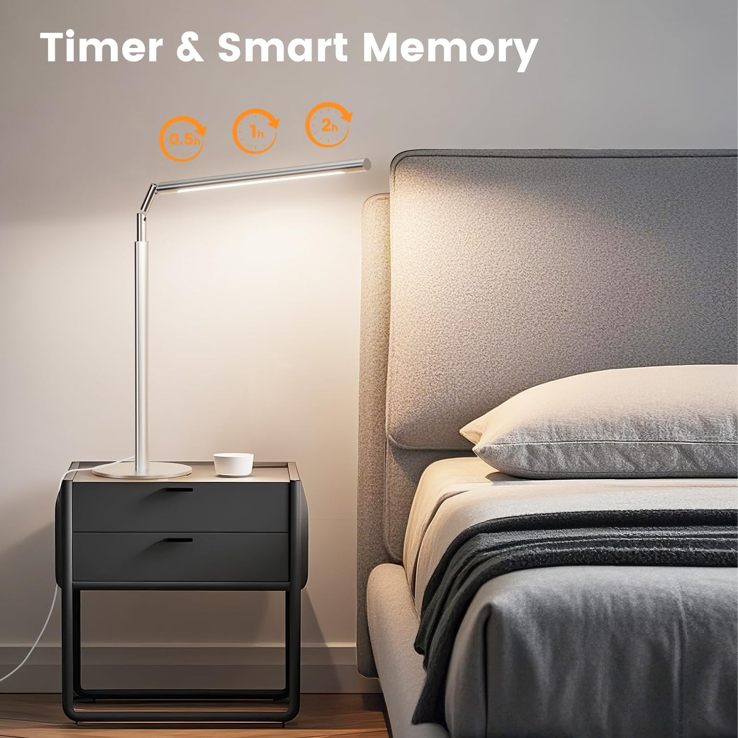 ALFELE Metal LED Desk Lamp - Foldable Modern Table Lamp with Timer, 4 Color & 6 Brightness Adjustable Desk Reading Light, Dimmable Eye-Caring Desktop Book Light for Home Office Dorm