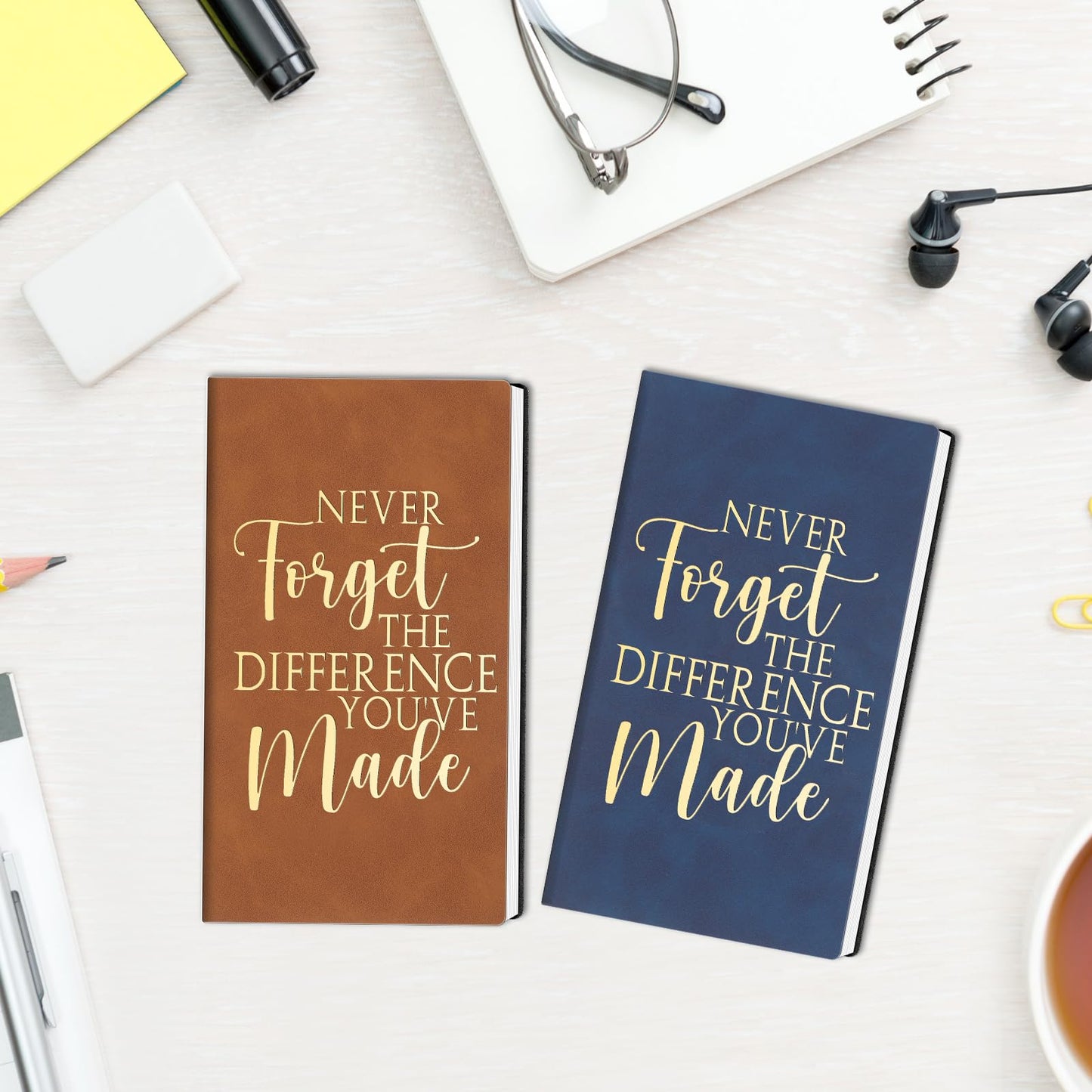 Fuutreo 10 Pcs Bulk Leather Notebook Appreciation Gift for Employee Coworker CNA Week Inspirational A6 Notebook Thank You Journal Gift for Teacher Nurse Team Staff Office School(Never Forget)