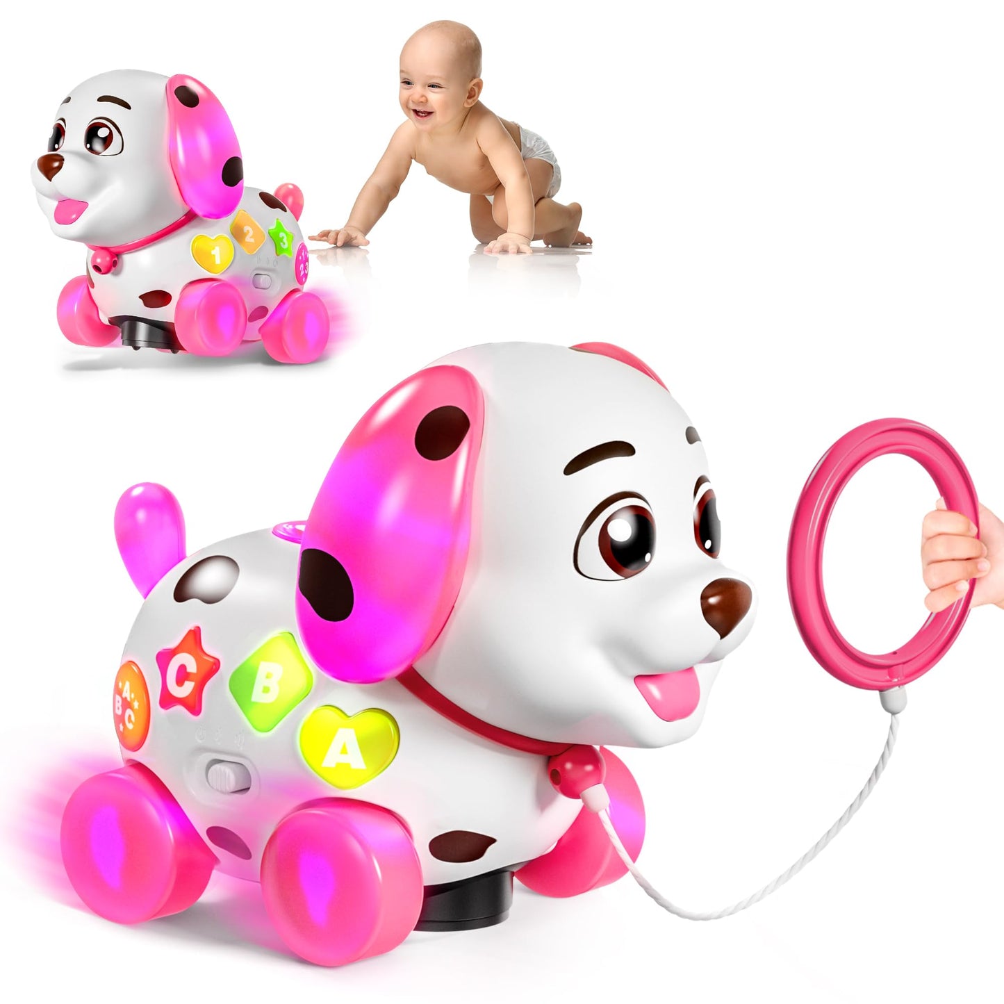 Puppy Toys for 1 Year Old Girl Gifts, Musical Baby Toys 6-12-18 Months, 1st First Birthday Girl Gifts for Boy, 1 Year Old Present, Bilingual Toddlers Learning Toy with Music Light