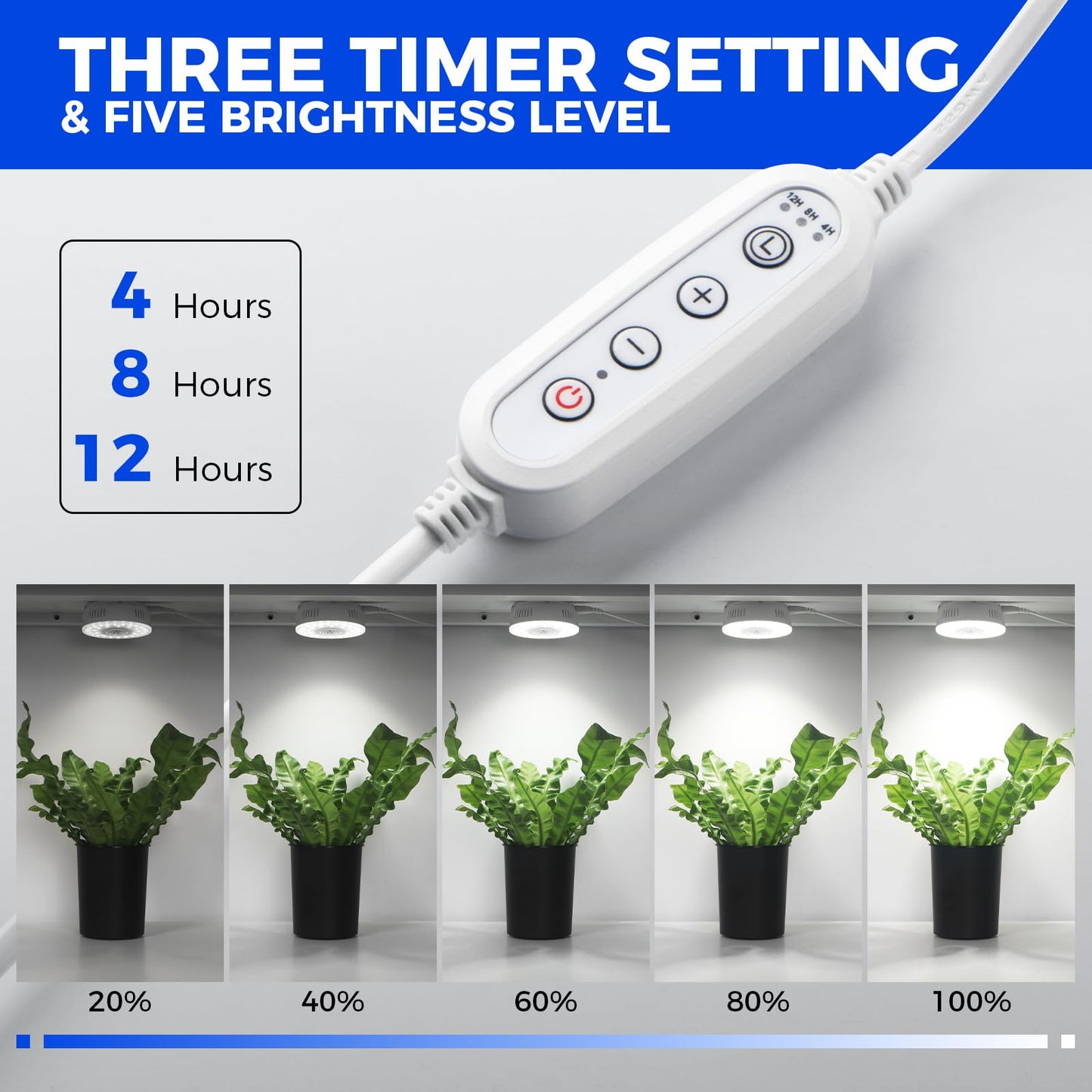 Barrina Orbgrow OG09 Puck Grow Light, 5000K 18W(2 x 9W, 270 Watt Equiv), Full Spectrum Plant Light for Indoor Plants, Magnetic & Linkable with Timer, 5 Levels Dimmable for Plant Shelf, 2 Packs