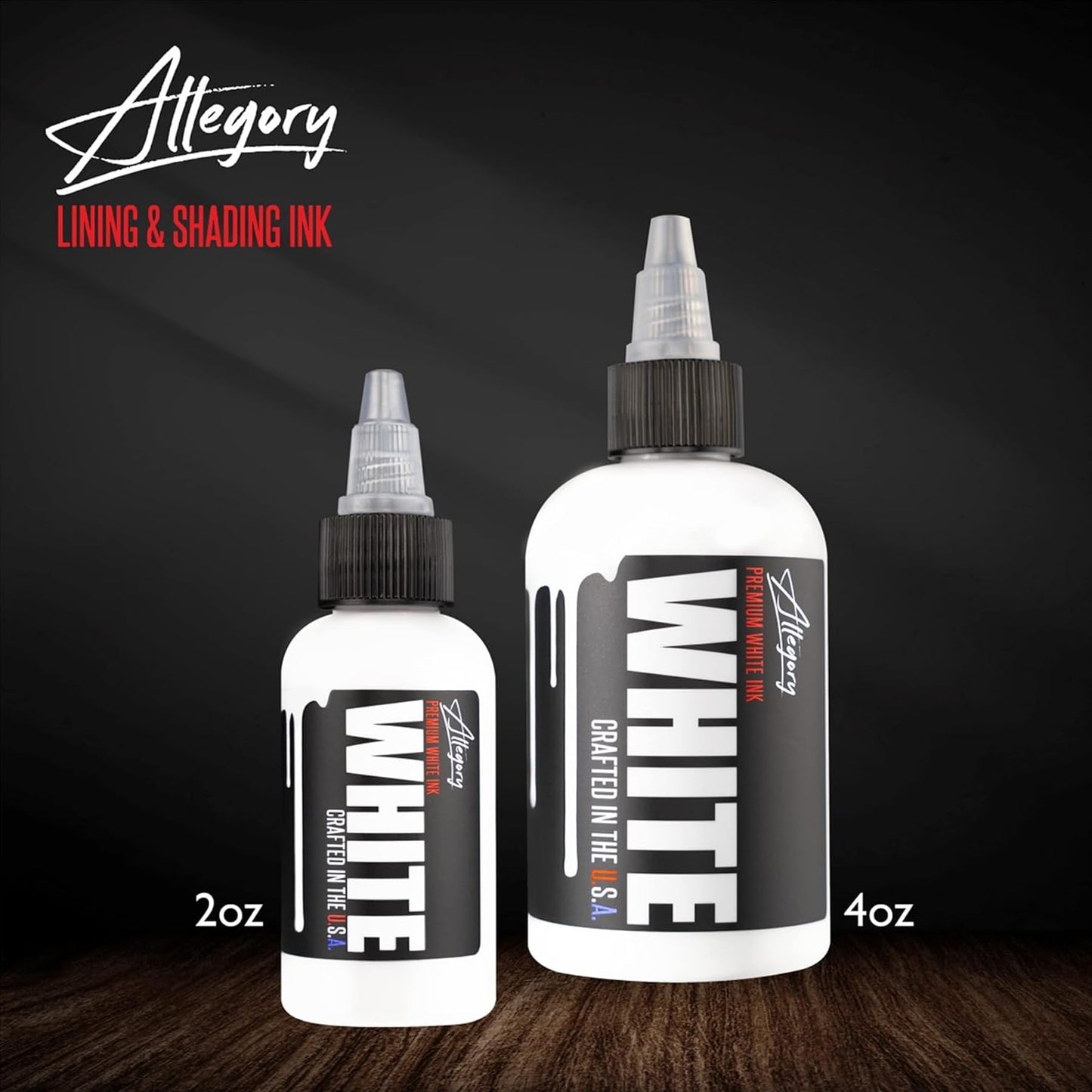 Allegory Tattoo Ink – White, Premium White Tattoo Ink, Perfect for Mixing, Shading and Highlighting, Smooth, Consistent Pigment, Vegan Friendly Tattoo Color, Organic Ink, Crafted in The USA, 4 oz
