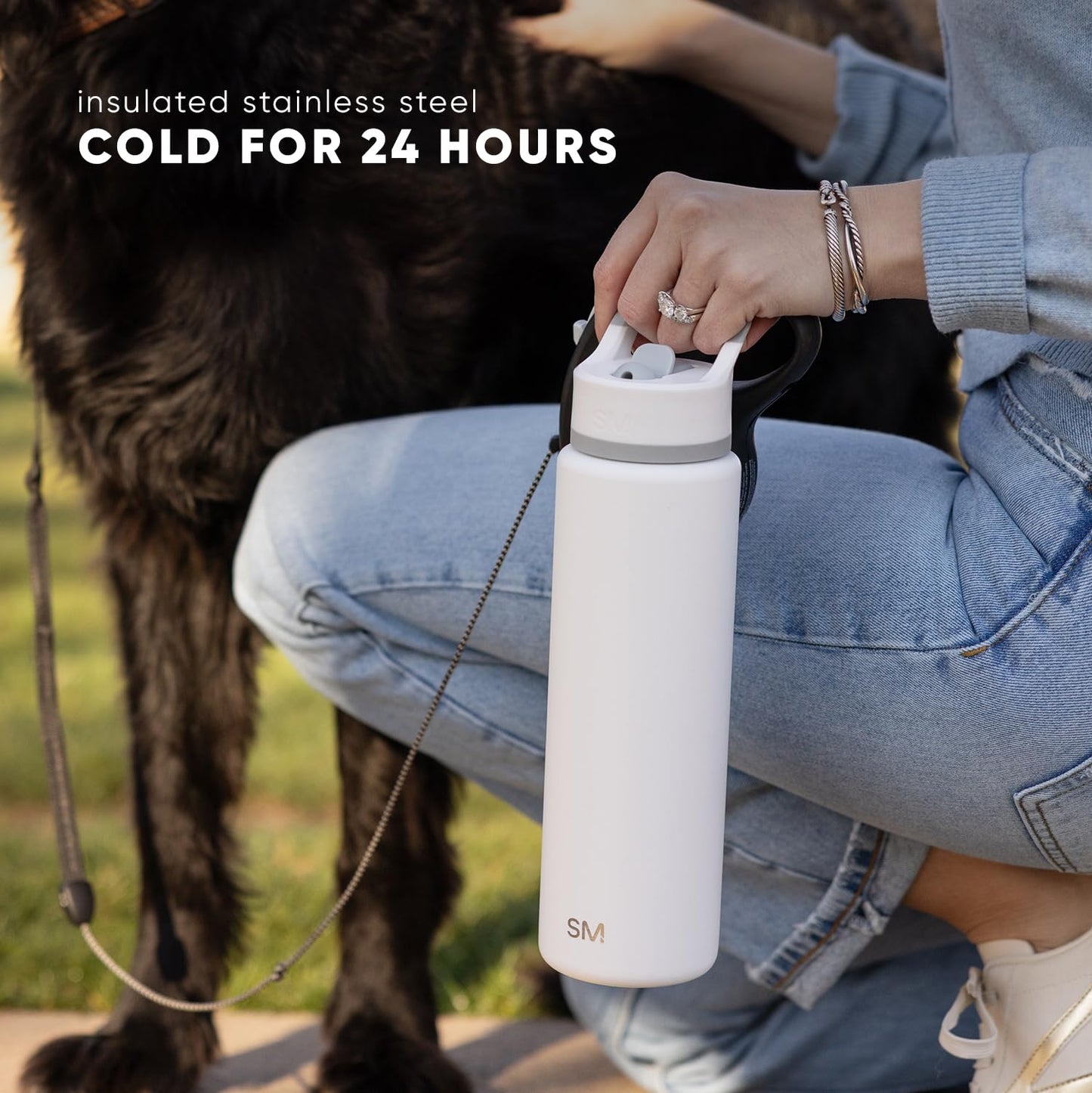 Simple Modern Water Bottle with Straw Lid | Vacuum Insulated Stainless Steel Metal | Reusable Leak Proof BPA-Free Flask for Sports Gym | Summit Collection | 30oz, Cream Leopard